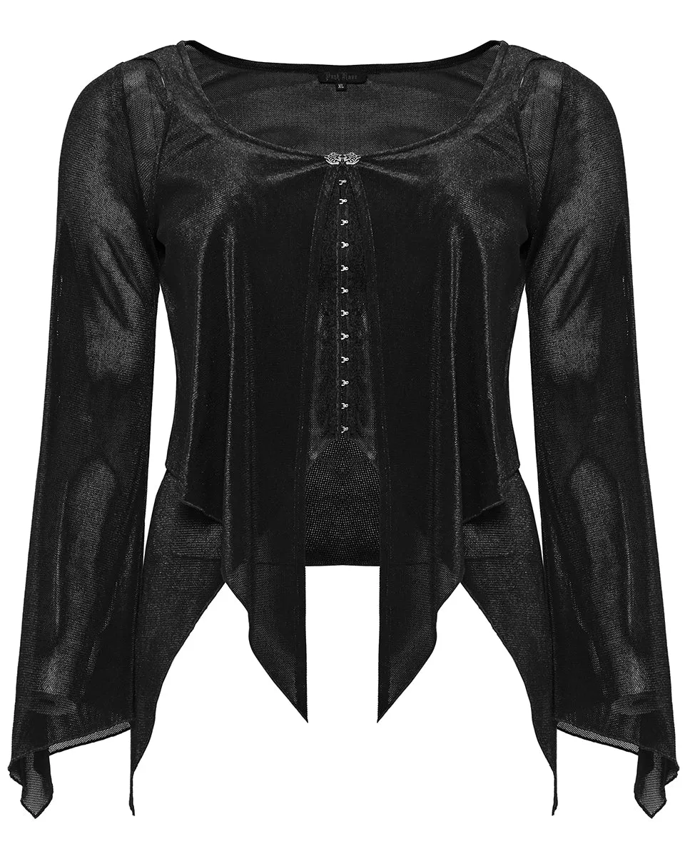 Punk Rave Plus Size Womens Gothic Layered Velvet & Mesh Tunic Top - Black