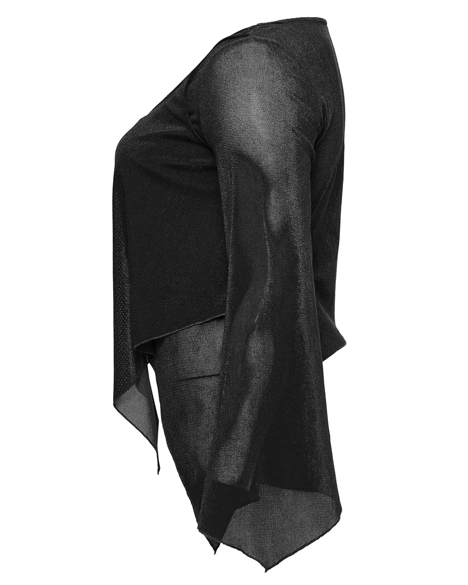 Punk Rave Plus Size Womens Gothic Layered Velvet & Mesh Tunic Top - Black