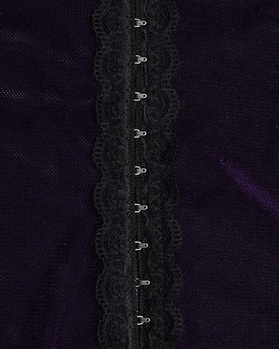 Punk Rave Plus Size Womens Gothic Layered Velvet & Mesh Tunic Top - Purple