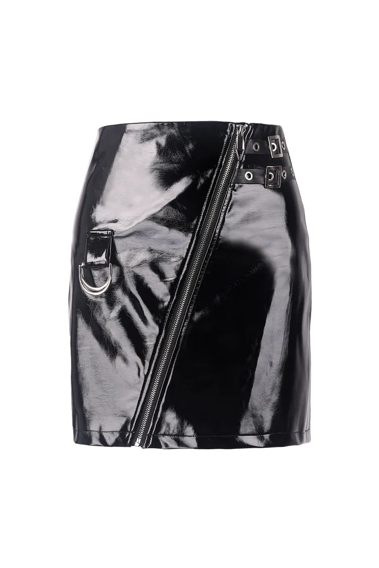 Punk rock shiny PU short skirt KW144