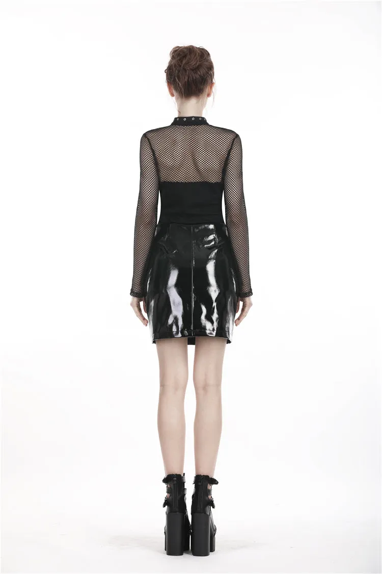 Punk rock shiny PU short skirt KW144