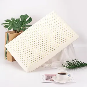 RESTOFIT All Natural Premium Latex Pillow, Comes with Organic Cotton Fixed Cover | 24 x 15.5 x 4.7 Inches Standard Size | Set of 4 Pillows | Suitable for All Sleeping Positions Cool & Breathable