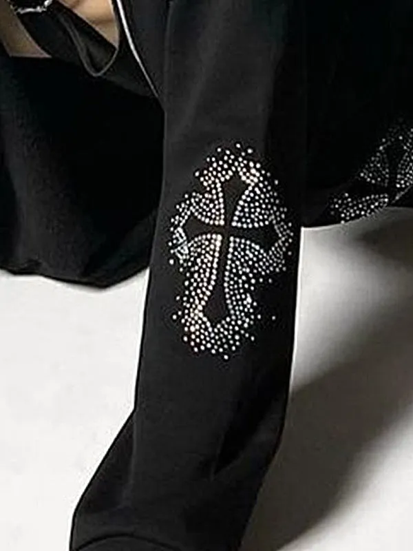 Rhinestone Chrome Hearts Trendy Flare Leg Jeans