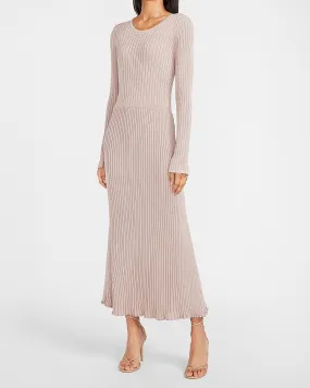 Ribbed Long Sleeve Maxi Sweater Dress in Adobe Rose Heather