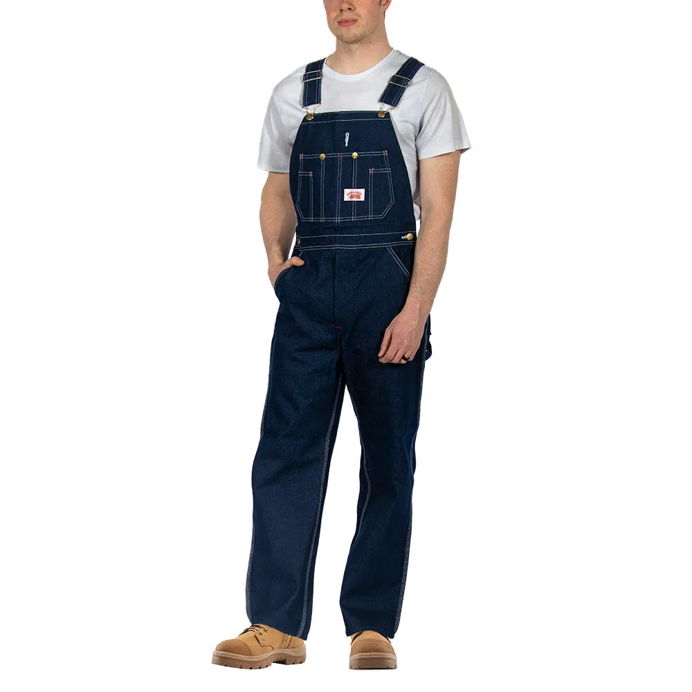 Round House Bib Overalls #966 Classic Blue Denim - Button Fly (Big Sizes 52-74)