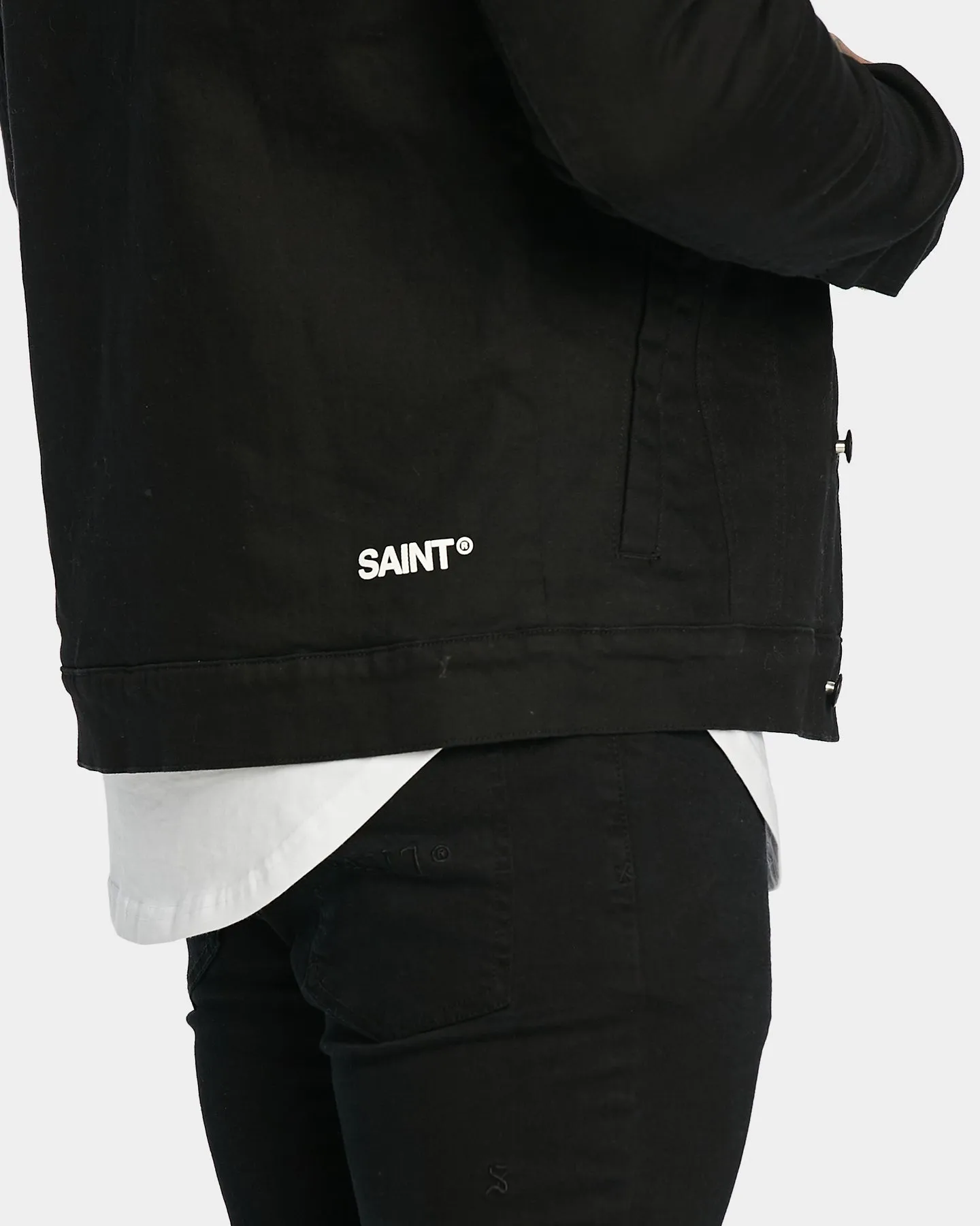 Saint Morta Tartan Sherpa Denim Jacket Black/Tan