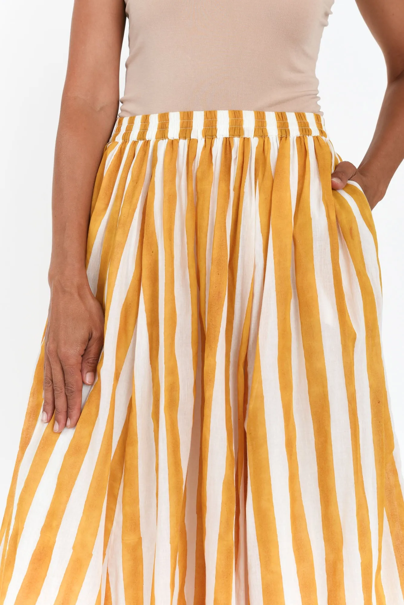 Sami Orange Stripe Cotton Skirt