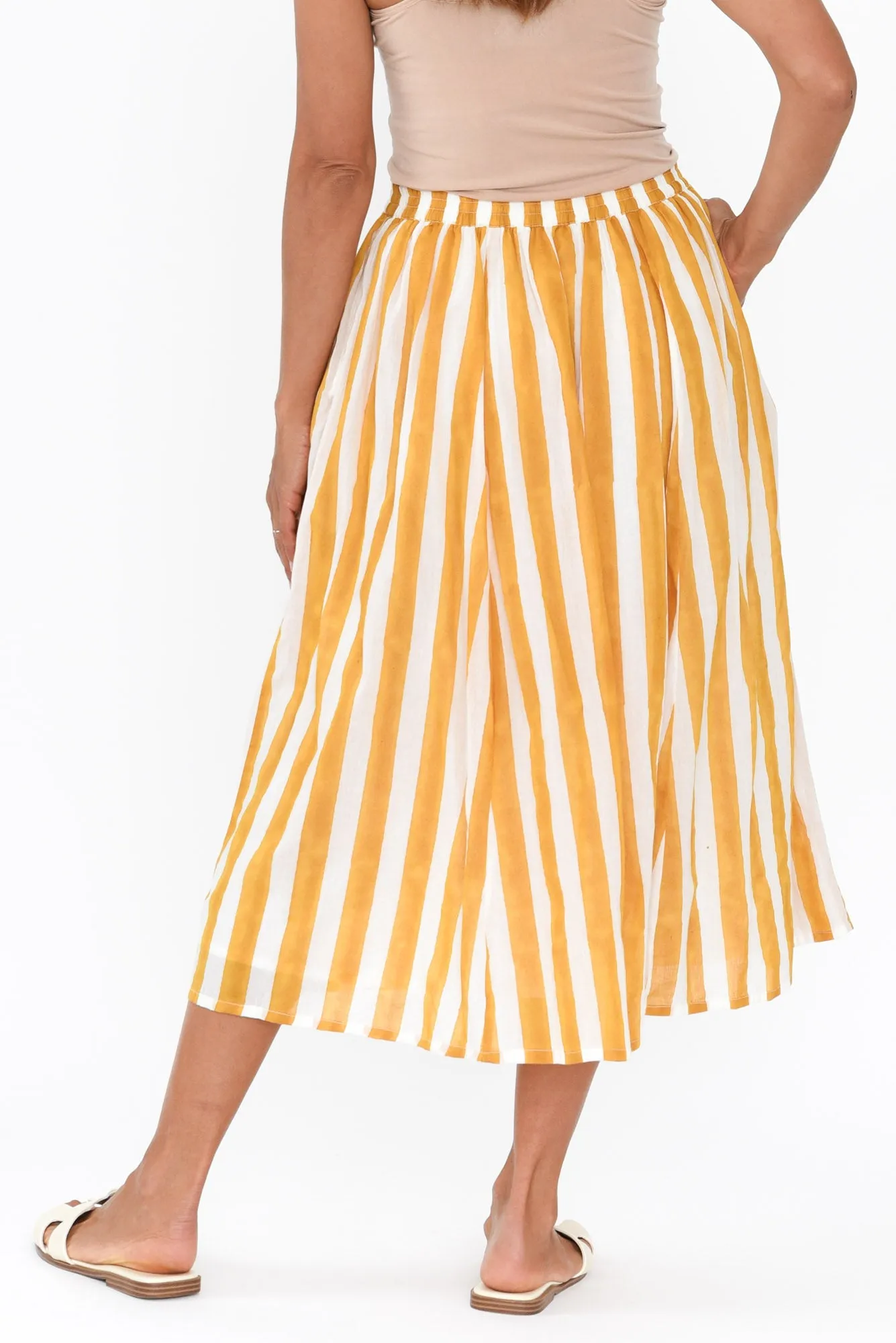 Sami Orange Stripe Cotton Skirt