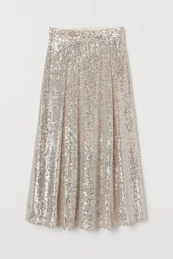 Sequin Midi Skirt. Gold, Brown or  Black