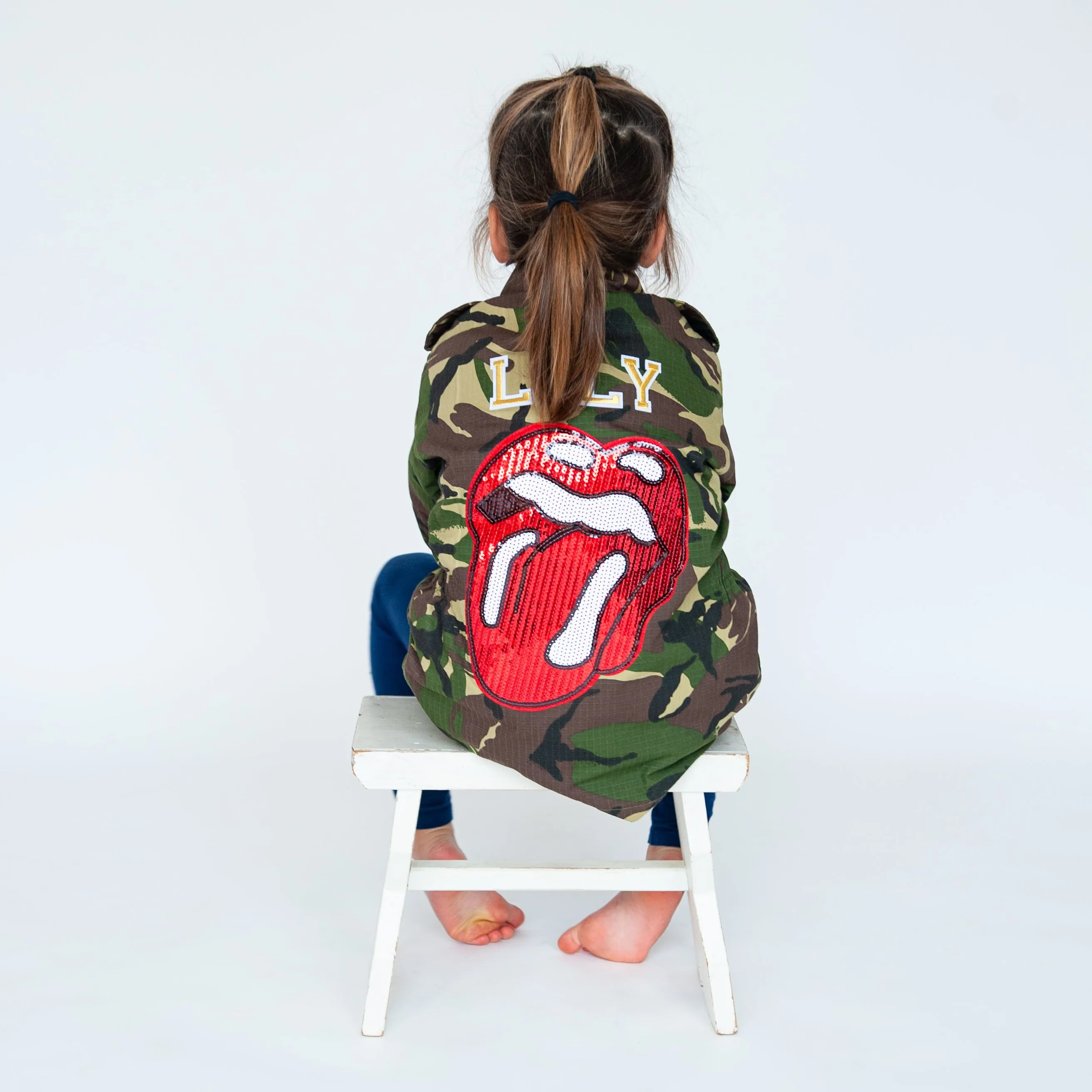 Sequin Rock'n'Roll Lips Camo Jacket