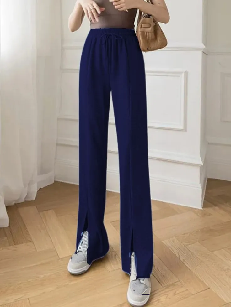 SGW - Navy Blue Split Flare High Waisted Cargo Sweatpants