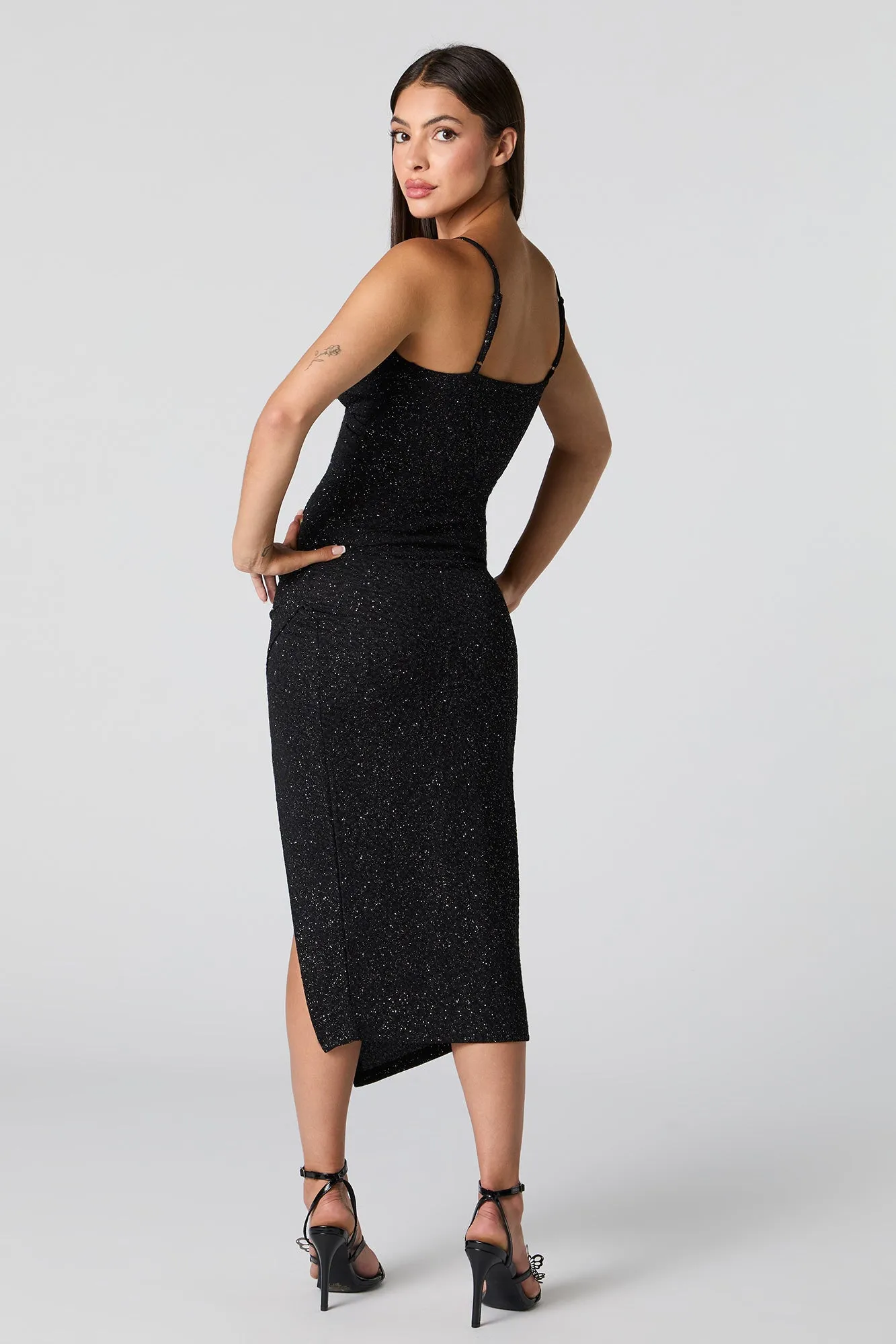 Sparkle Surplice Midi Wrap Dress