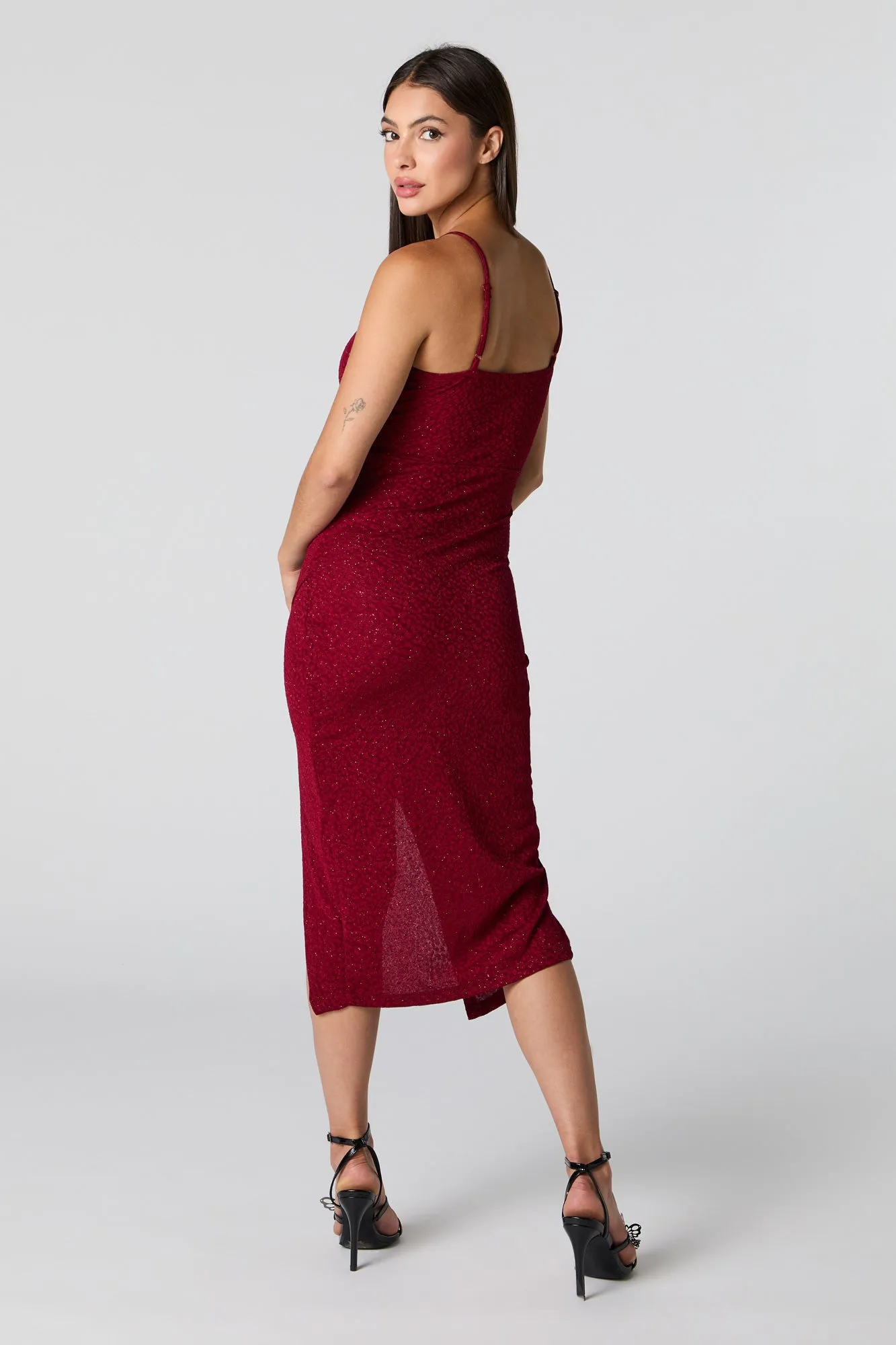 Sparkle Surplice Midi Wrap Dress