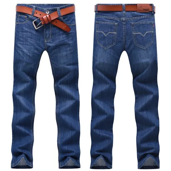 Straight Leg Slim Fit Jeans For Men Casual Stylish Business Cotton Thin