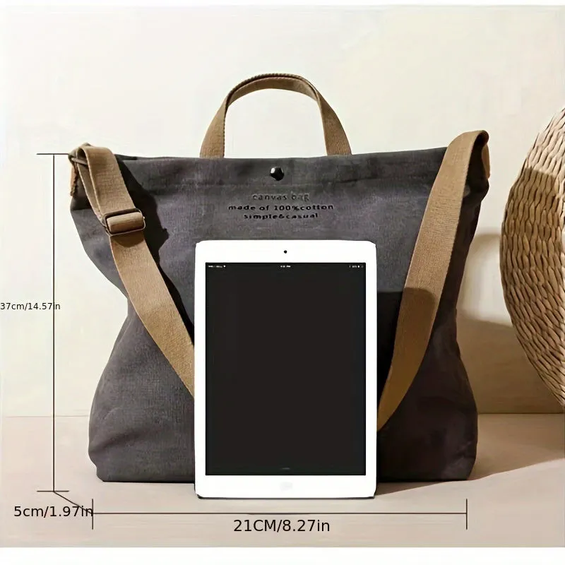 Stylish Urban Tote Bag - Durable Canvas Material, Adjustable Shoulder Strap, Magnetic Closure, Spacious Interior, Versatile Fashion Bag for Men and Women, Perfect for Daily Use, Travel, and Work