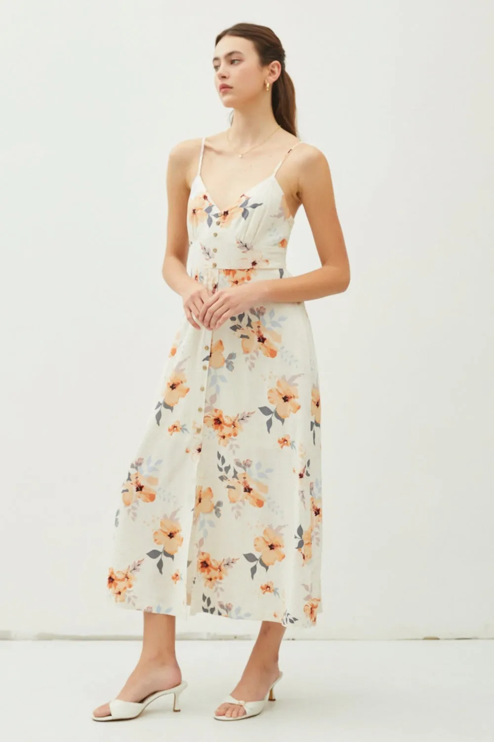 Summer Serenity: Floral Came Midi Dress