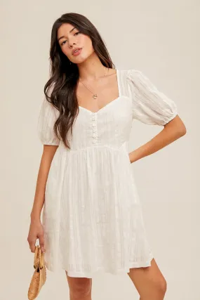 SWEETHEART NECK MINI SWING DRESS