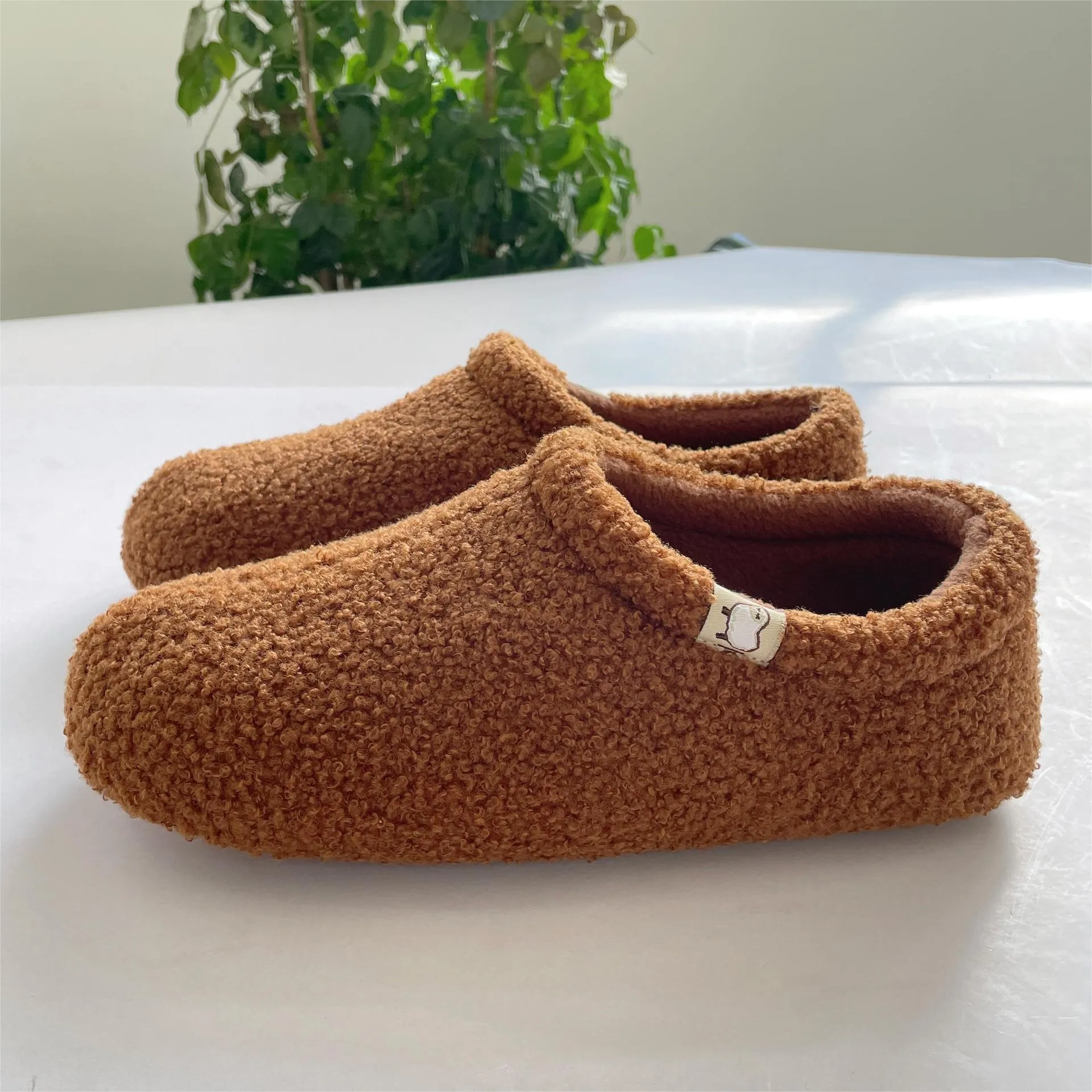 Teddy Plush Full Heel Slippers