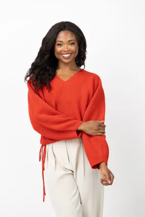 The Sei Oversized V-Neck Sweater in Crimson