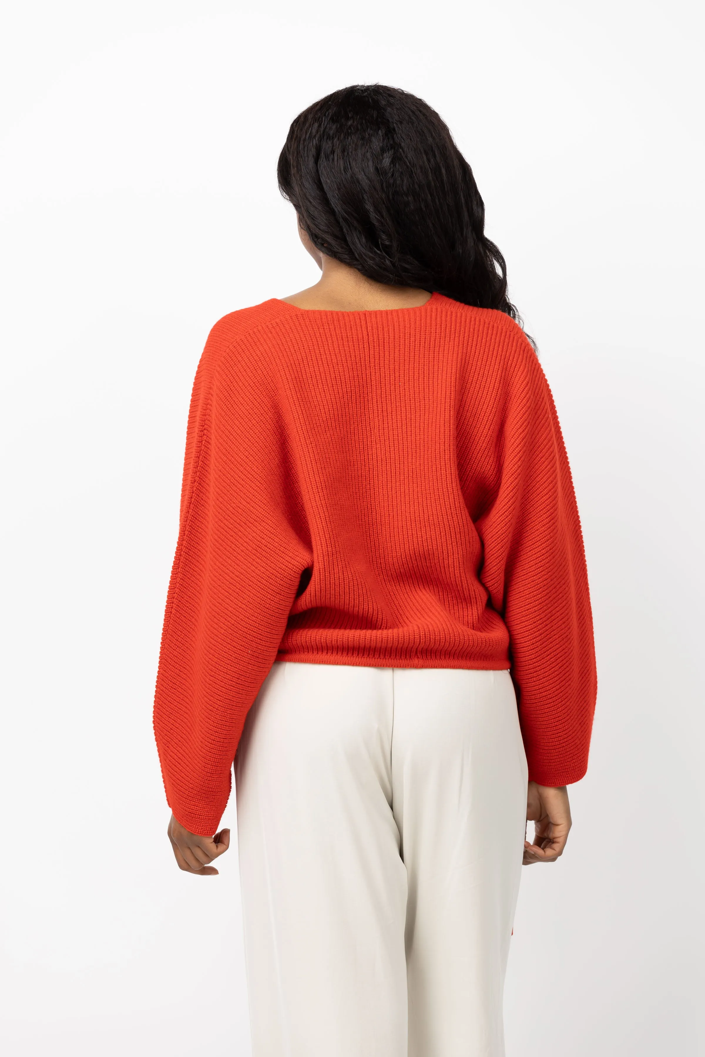 The Sei Oversized V-Neck Sweater in Crimson