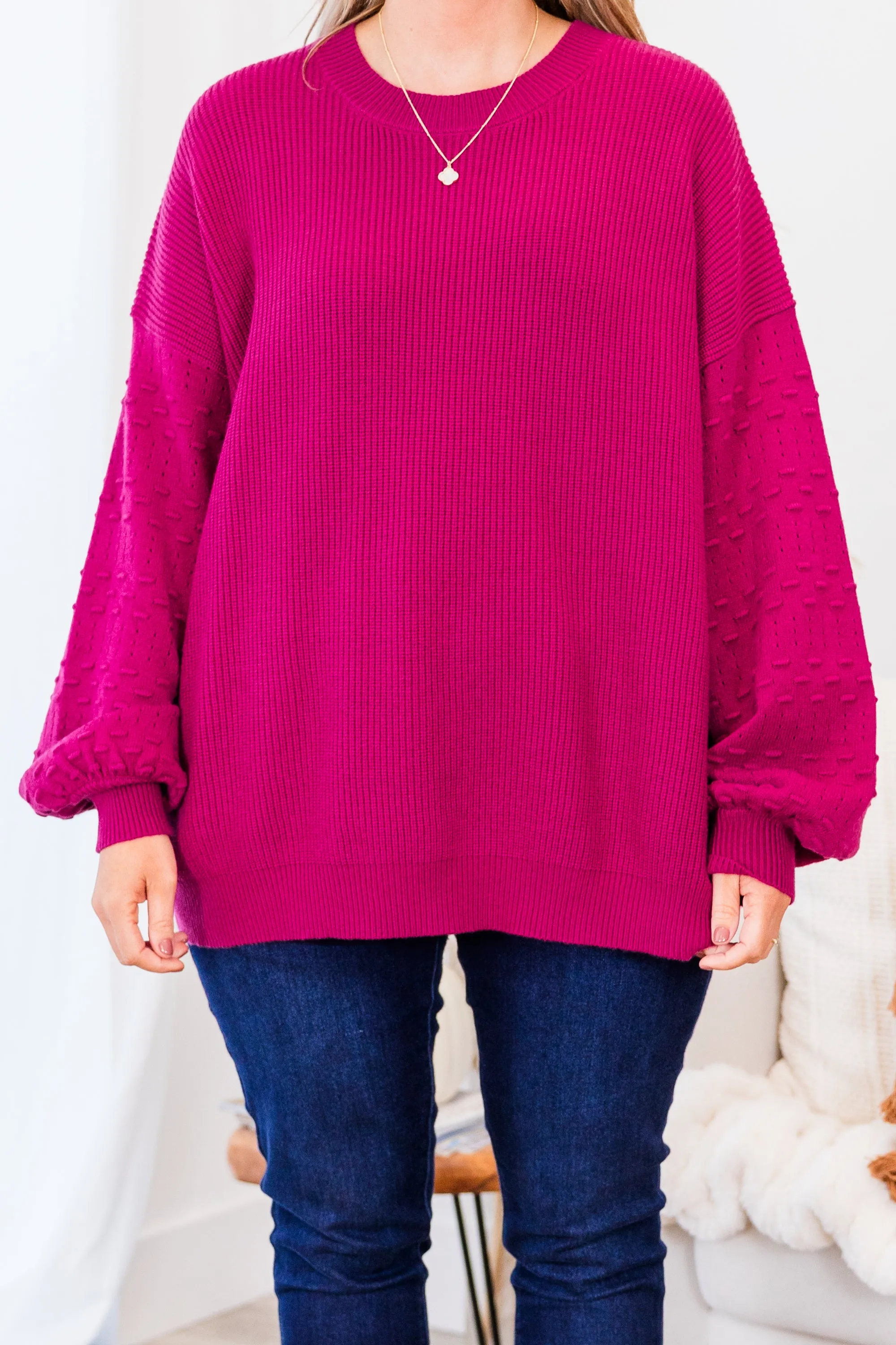 Time Is Flying Sweater, Magenta