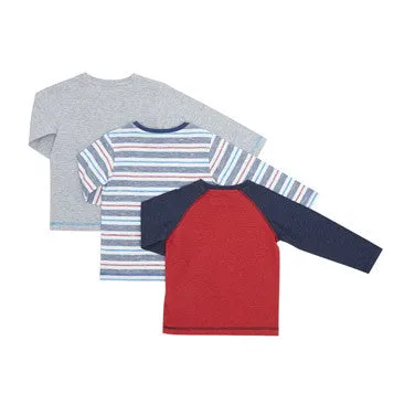 Toddler Long-Sleeved Tops - Pack Of 3 (Navy)