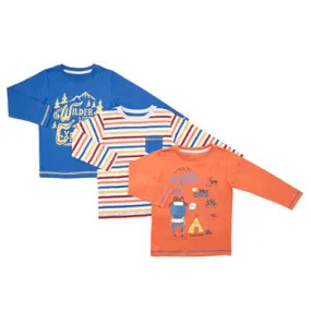 Toddler Long-Sleeved Tops - Pack Of 3 (Orange)