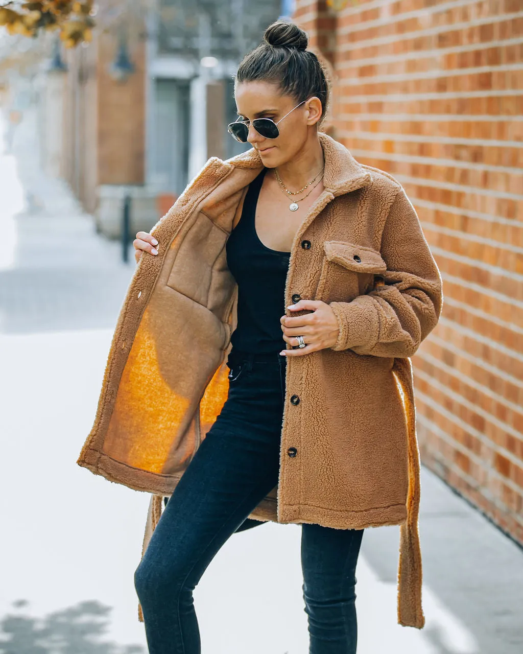 Toleet-Winter and Autumn Outfits Christmas/Thanksgiving_Sherpa Jacket - Camel