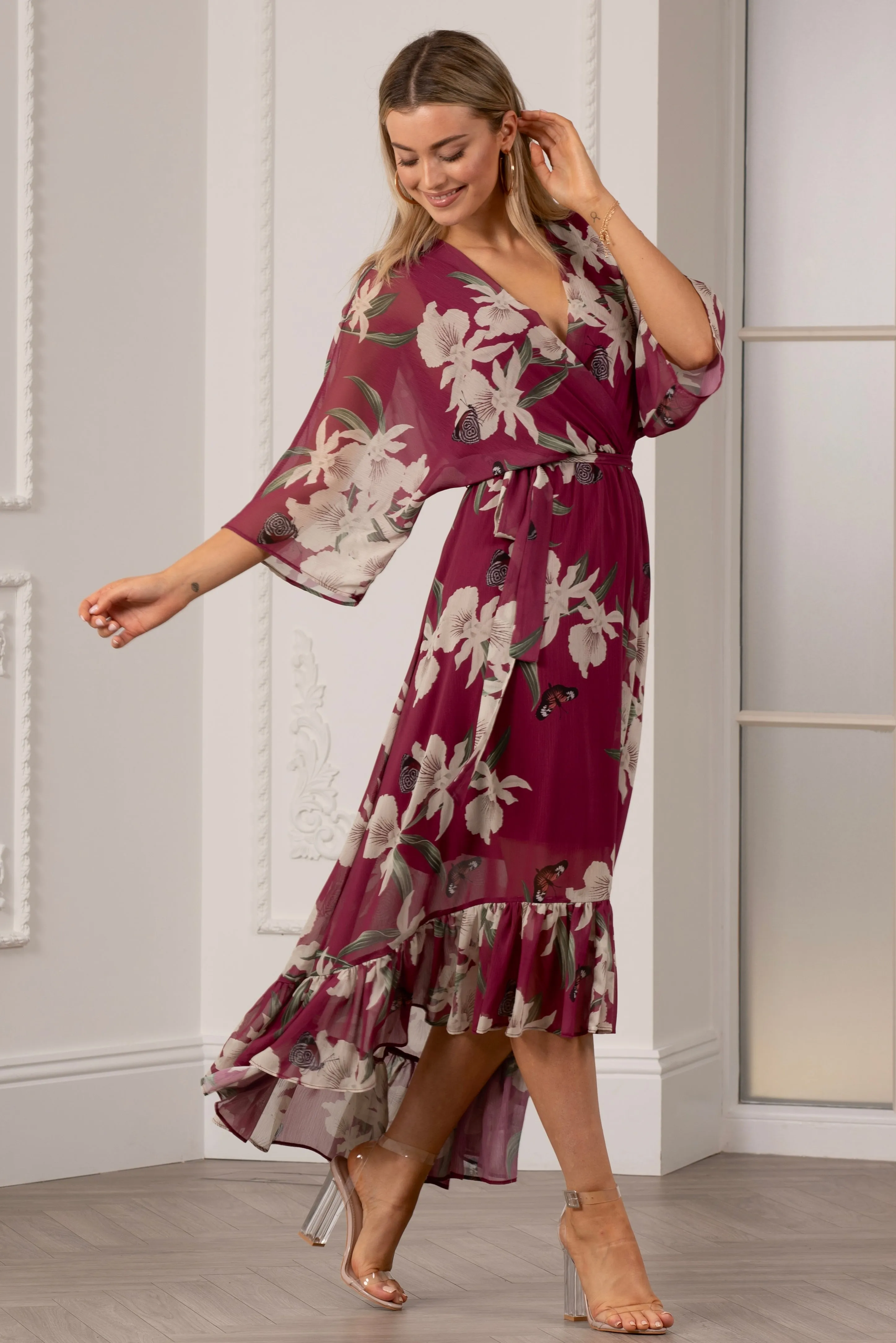 Urban Touch Kimono Wrap Floral Dress