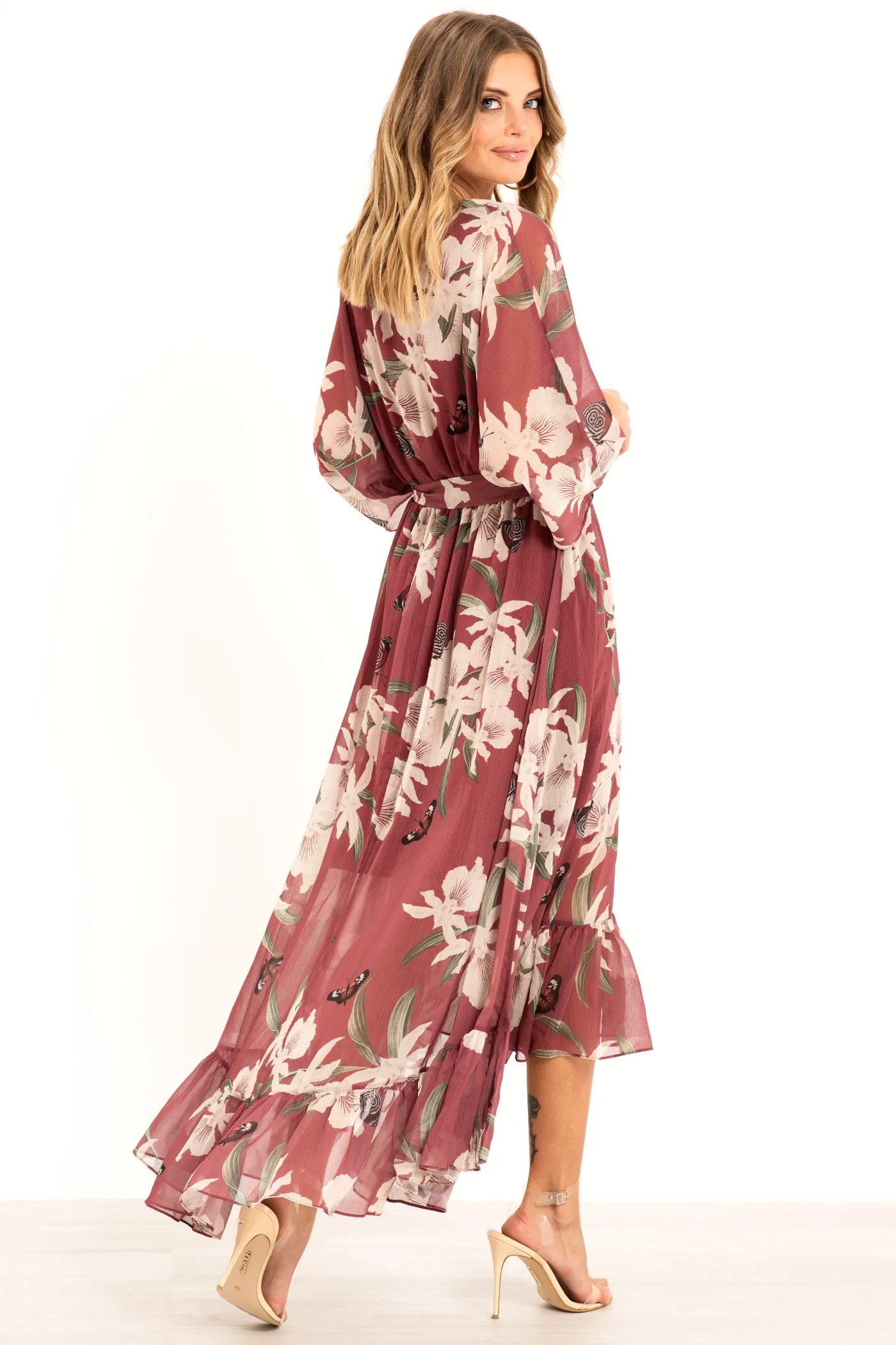 Urban Touch Kimono Wrap Floral Dress