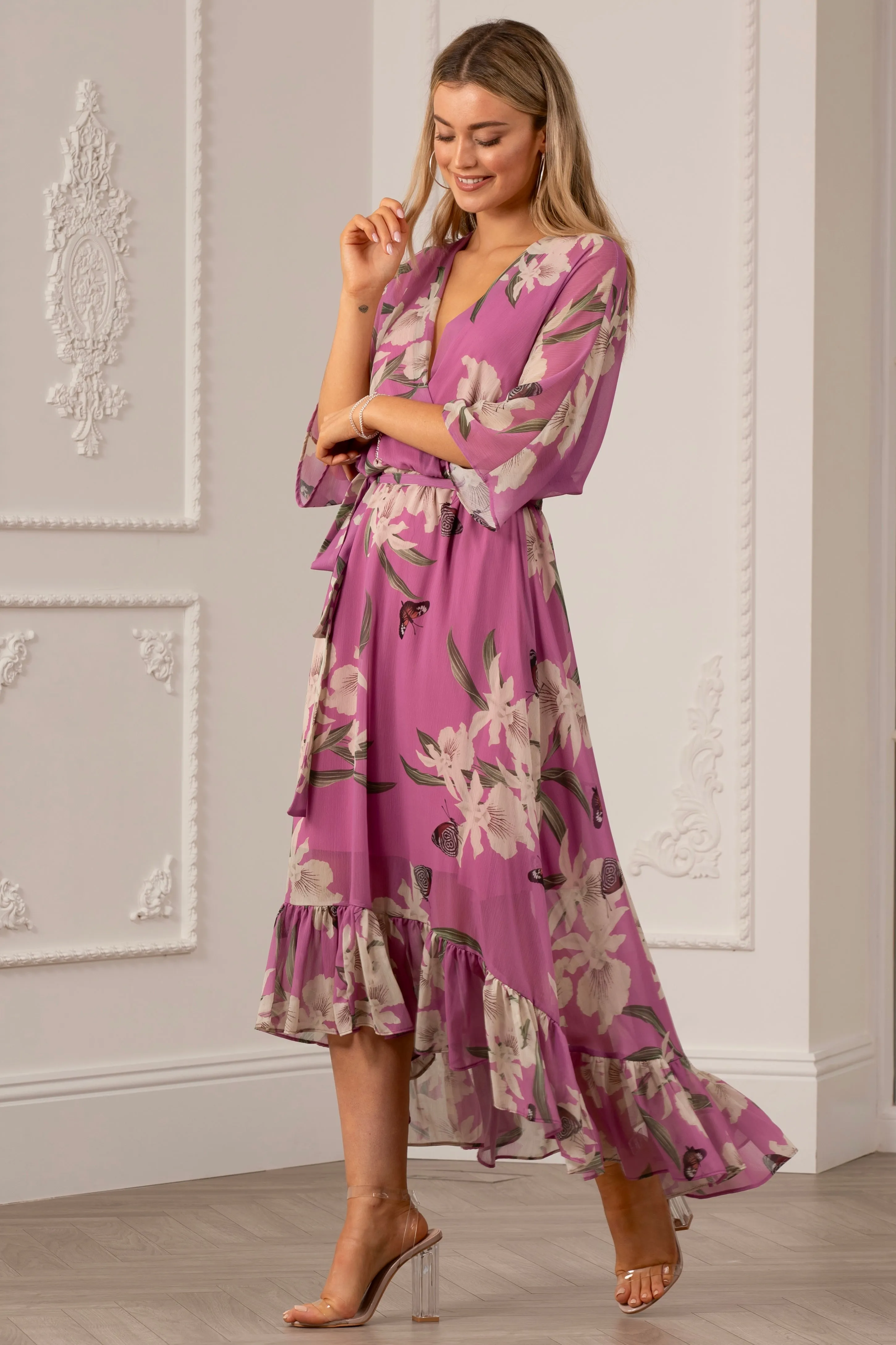 Urban Touch Kimono Wrap Floral Dress