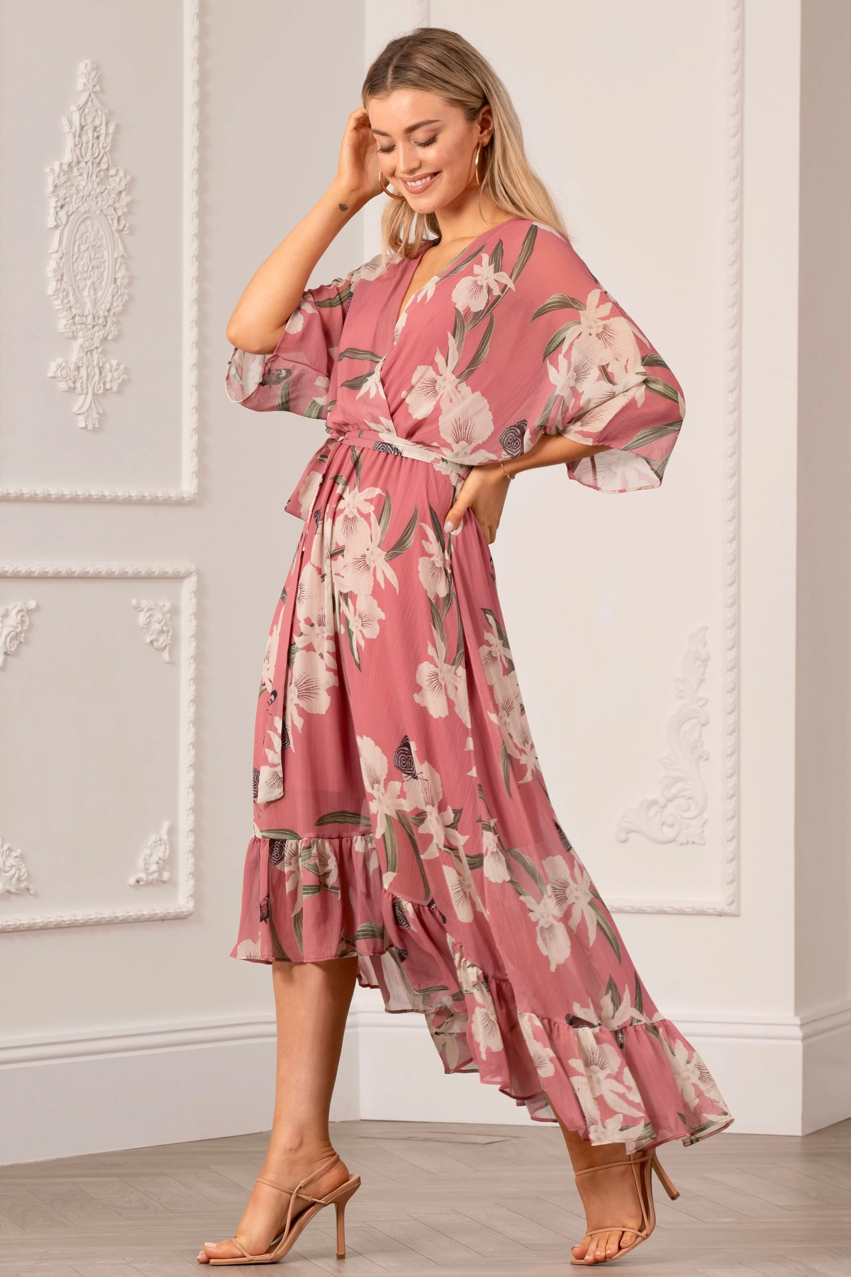 Urban Touch Kimono Wrap Floral Dress