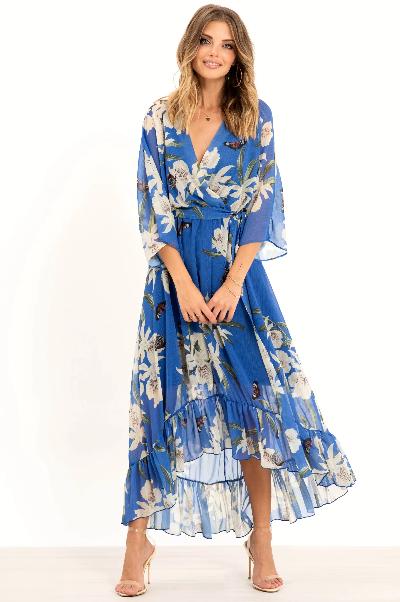 Urban Touch Kimono Wrap Floral Dress