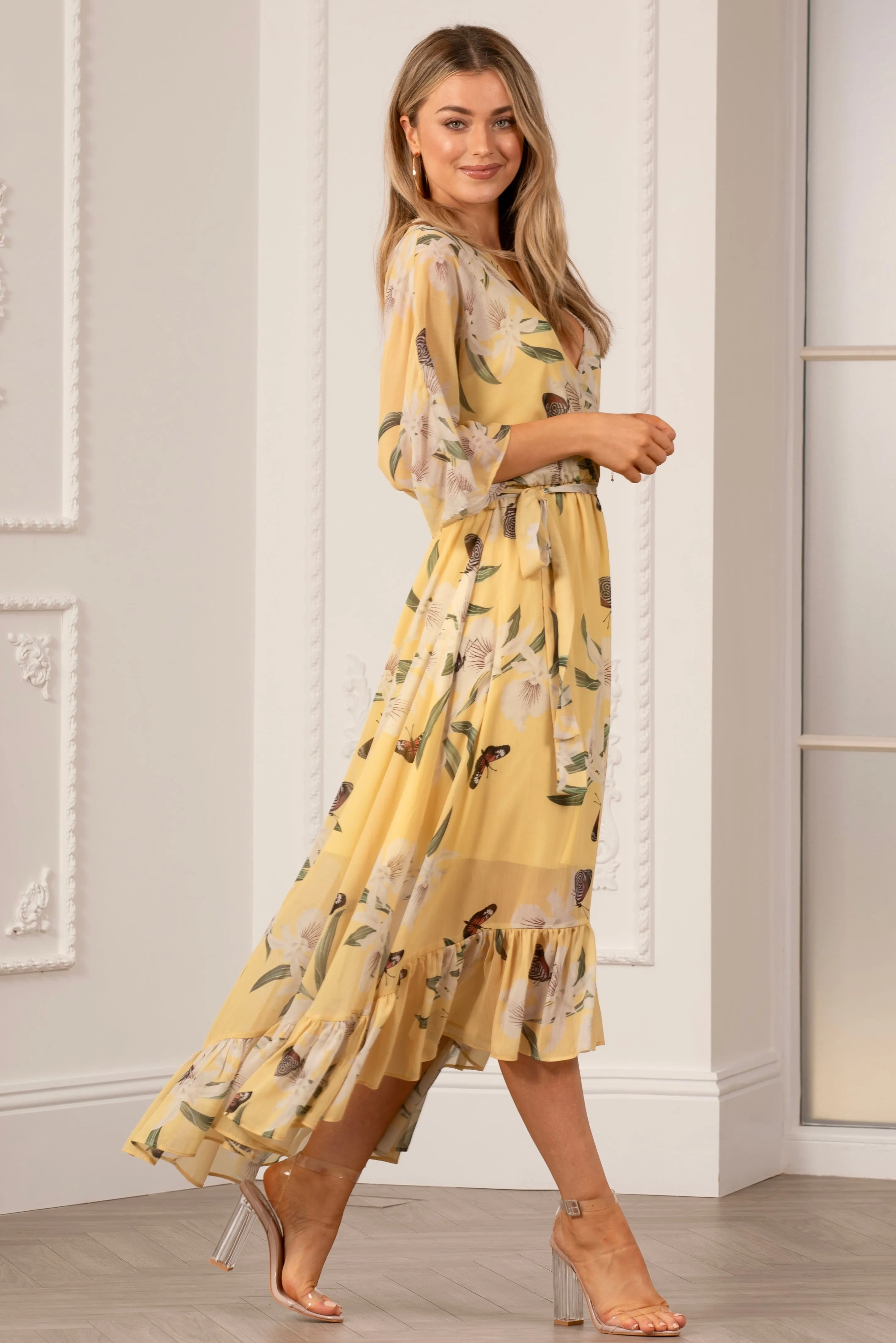 Urban Touch Kimono Wrap Floral Dress