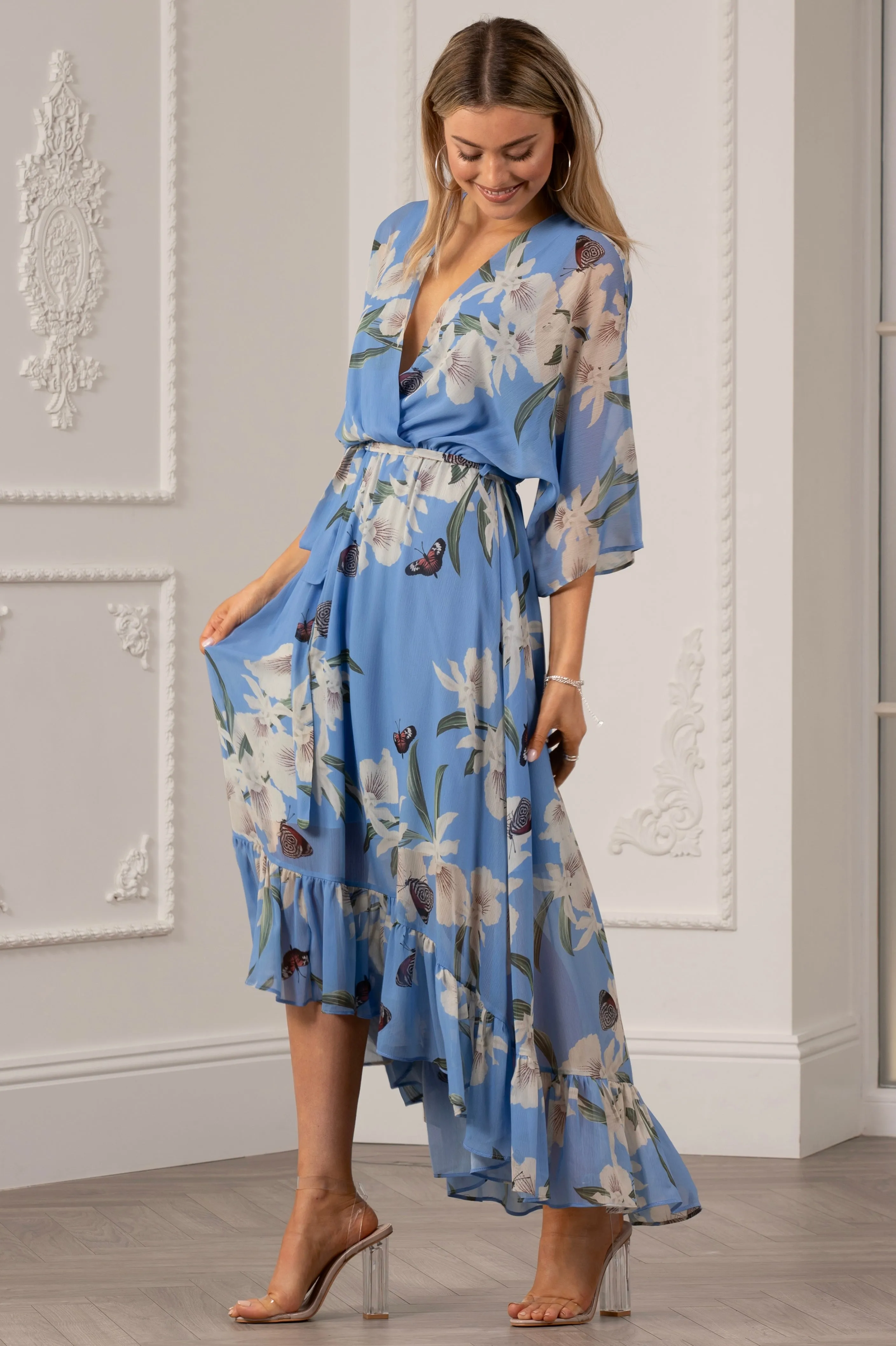 Urban Touch Kimono Wrap Floral Dress