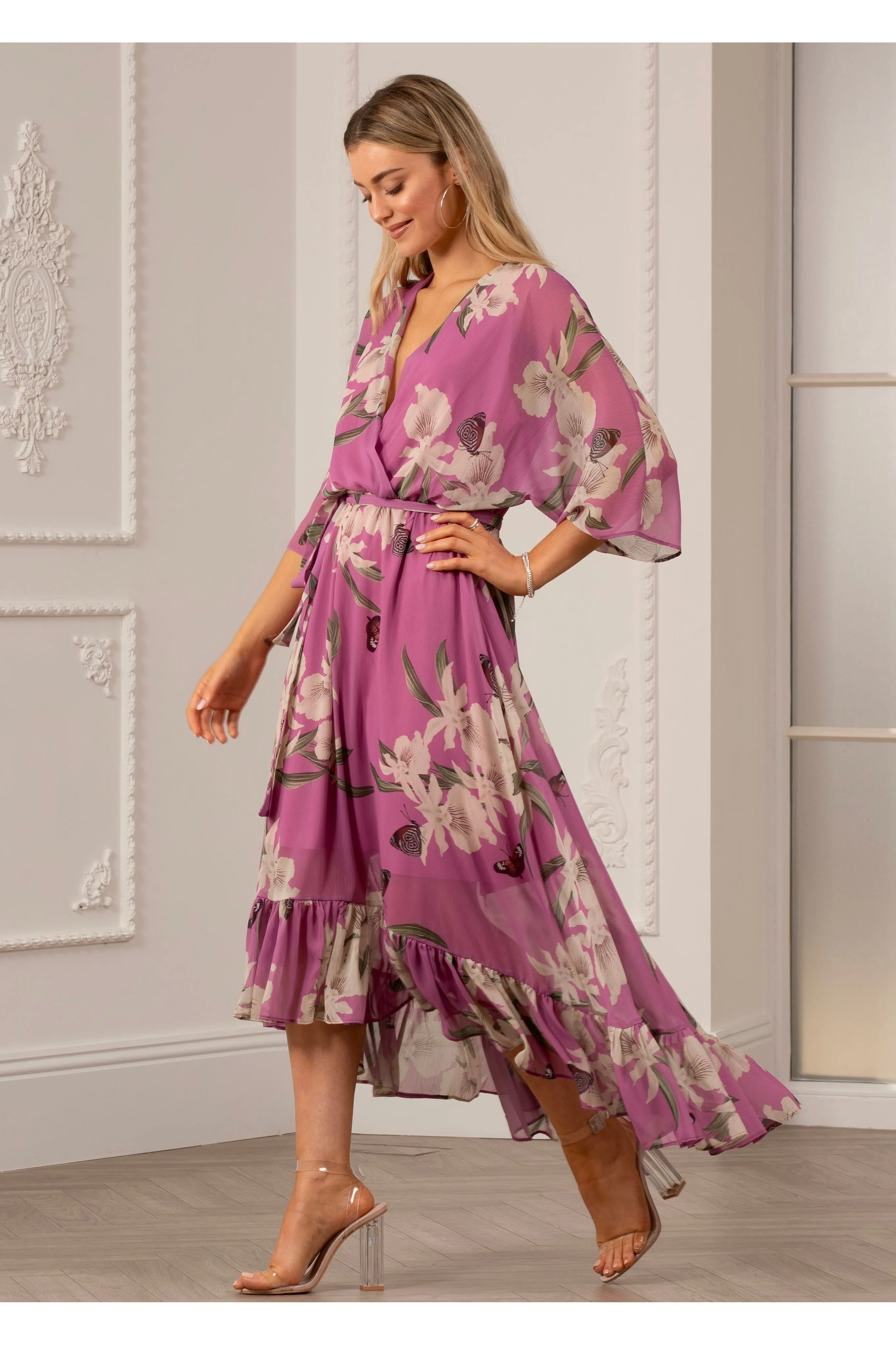 Urban Touch Kimono Wrap Floral Dress