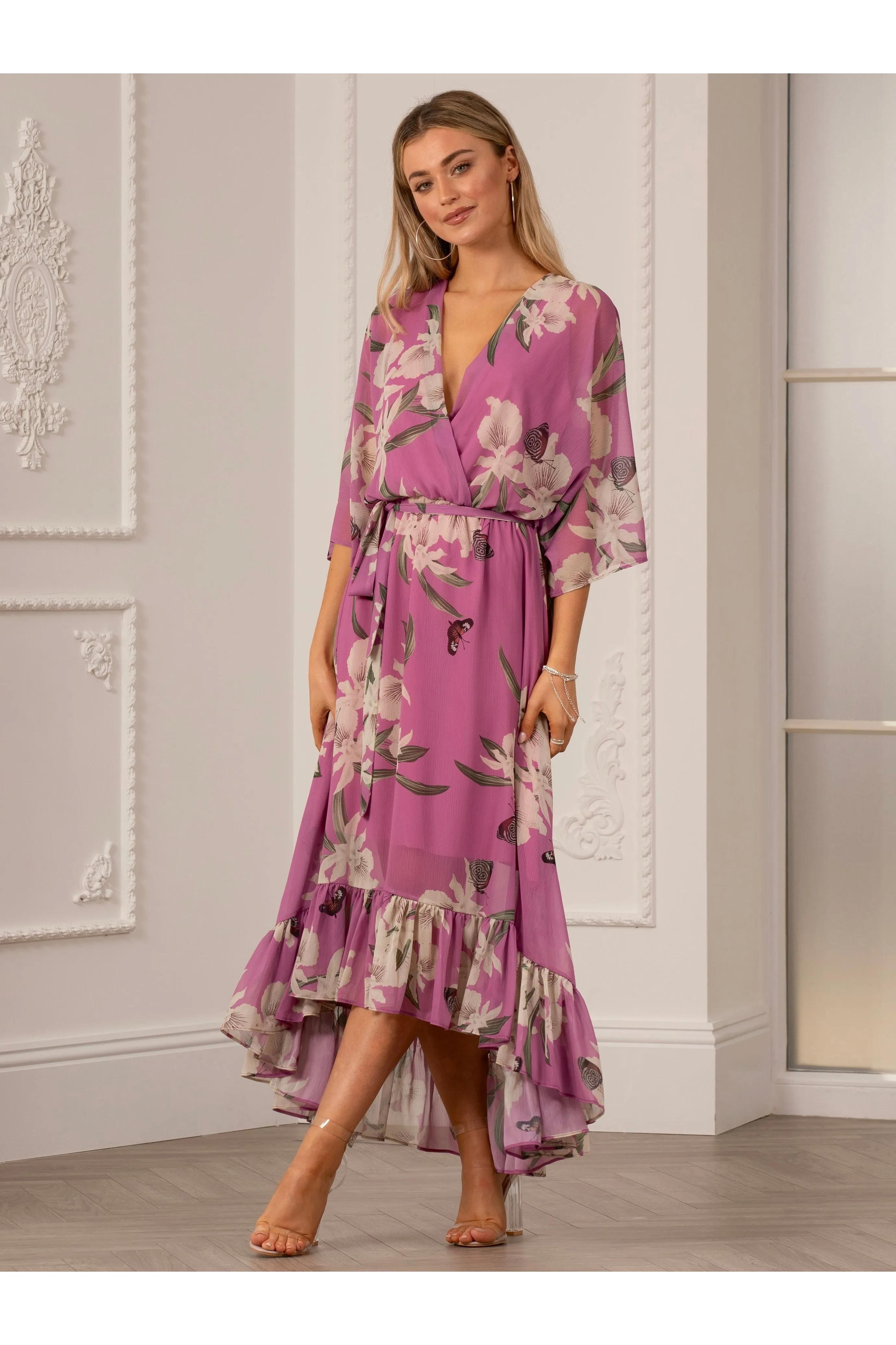 Urban Touch Kimono Wrap Floral Dress