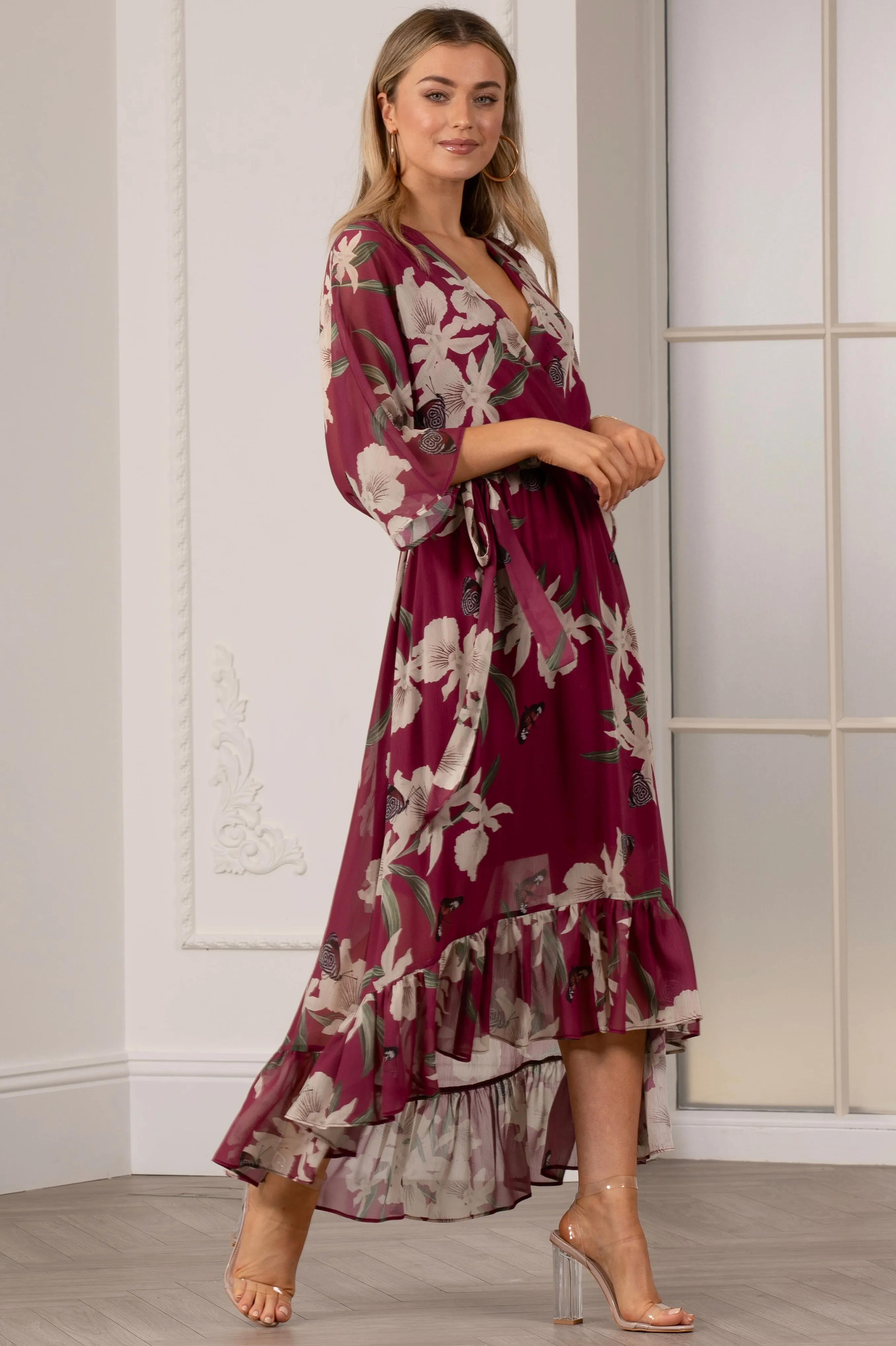 Urban Touch Kimono Wrap Floral Dress