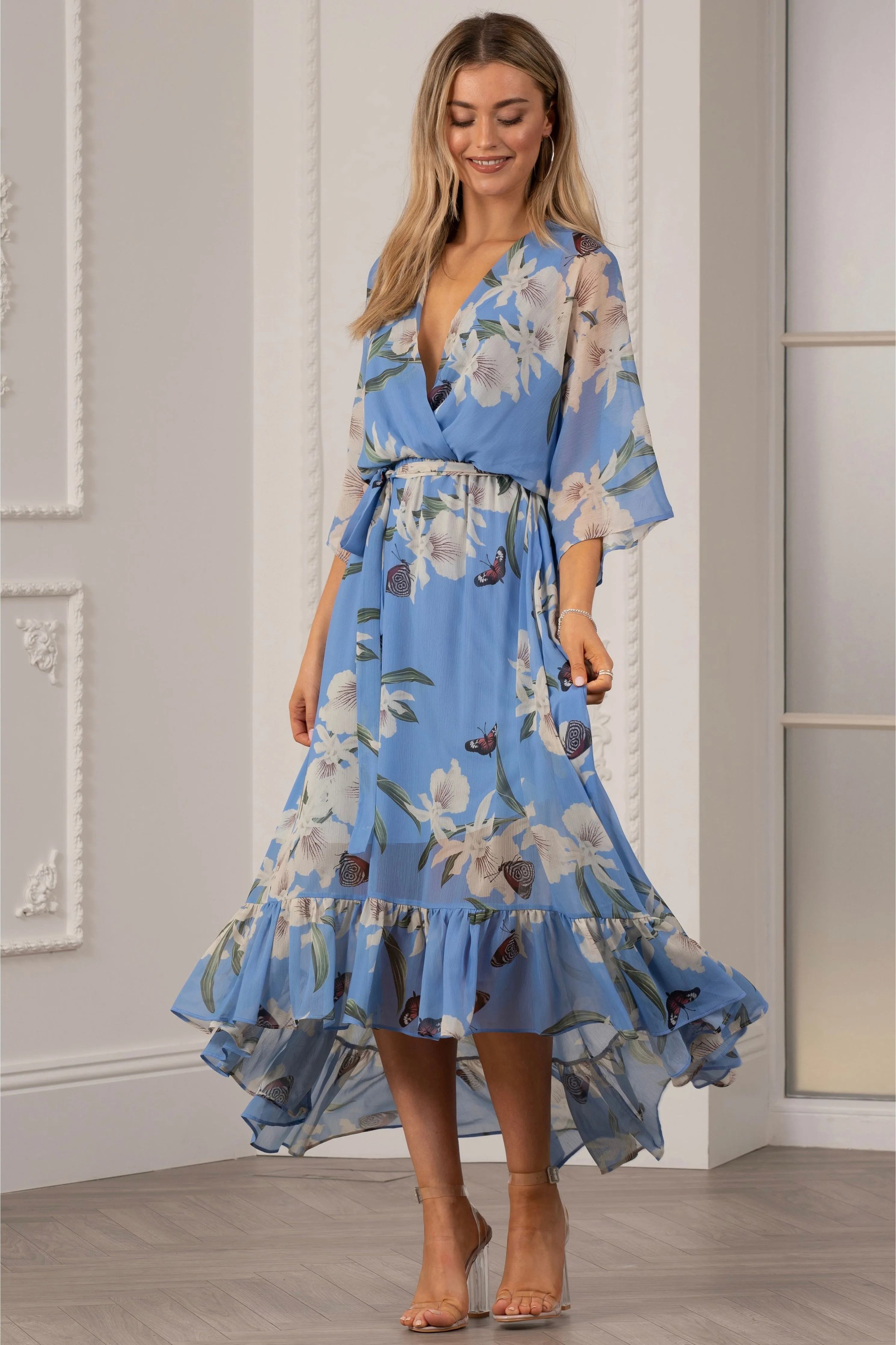 Urban Touch Kimono Wrap Floral Dress