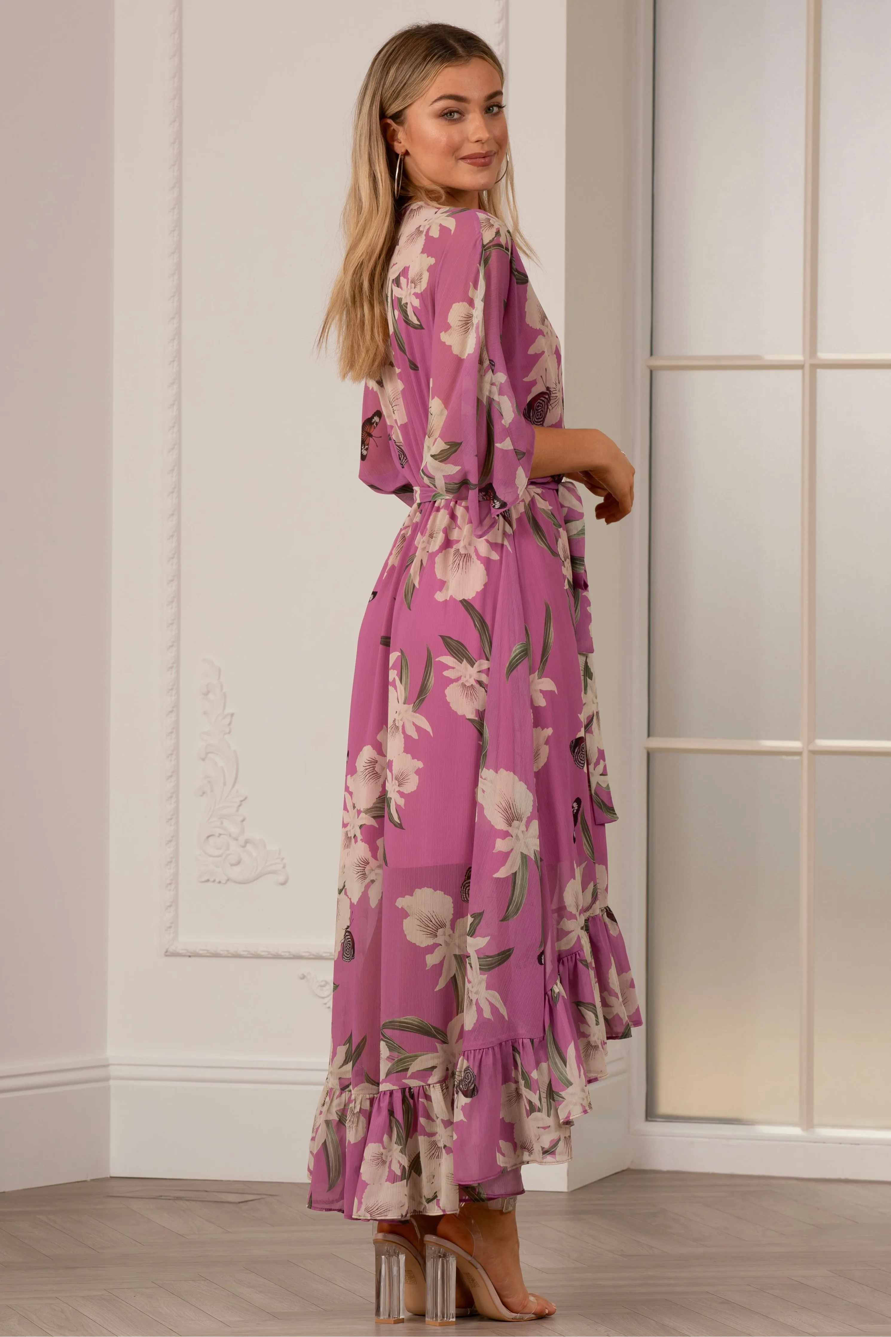 Urban Touch Kimono Wrap Floral Dress