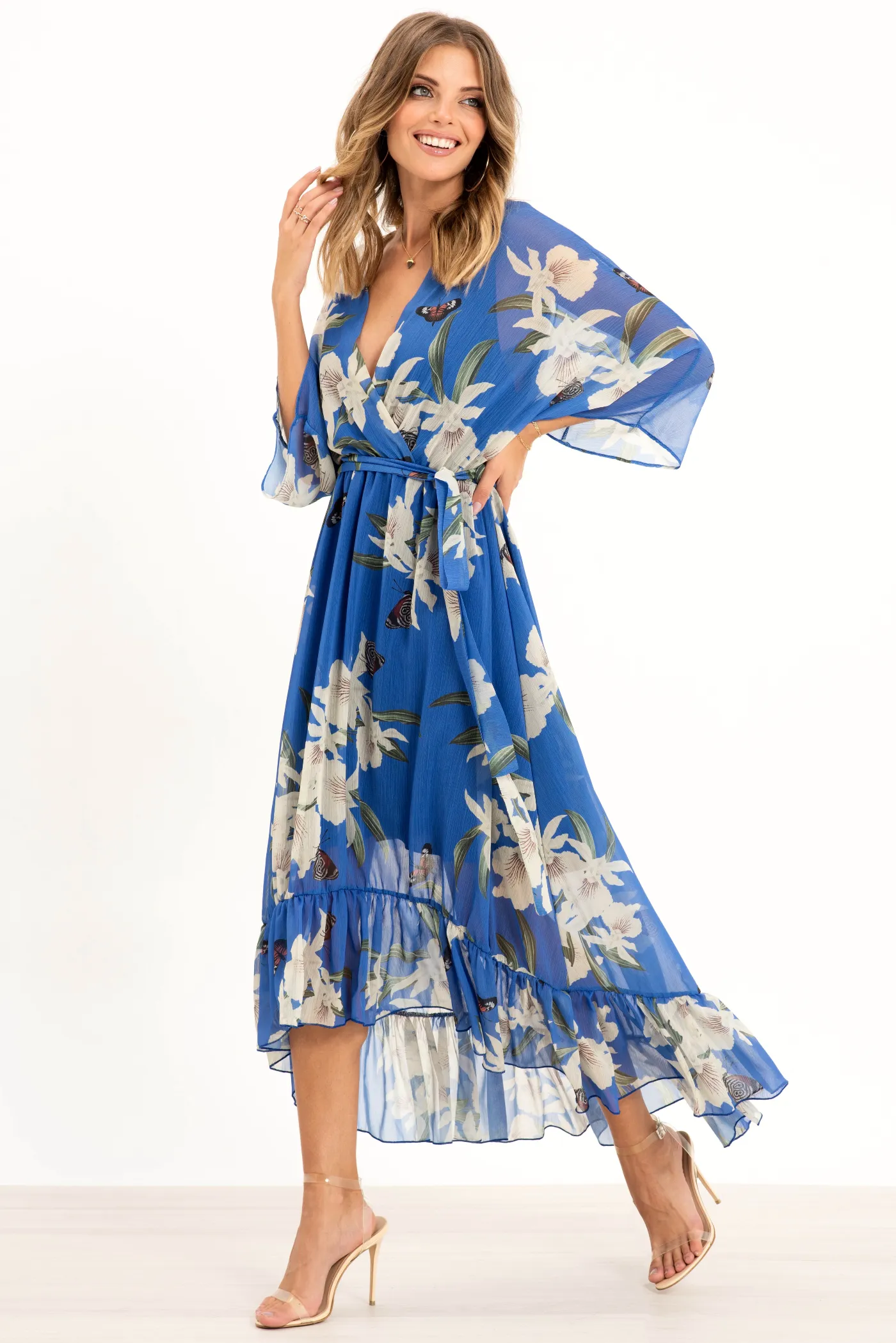 Urban Touch Kimono Wrap Floral Dress