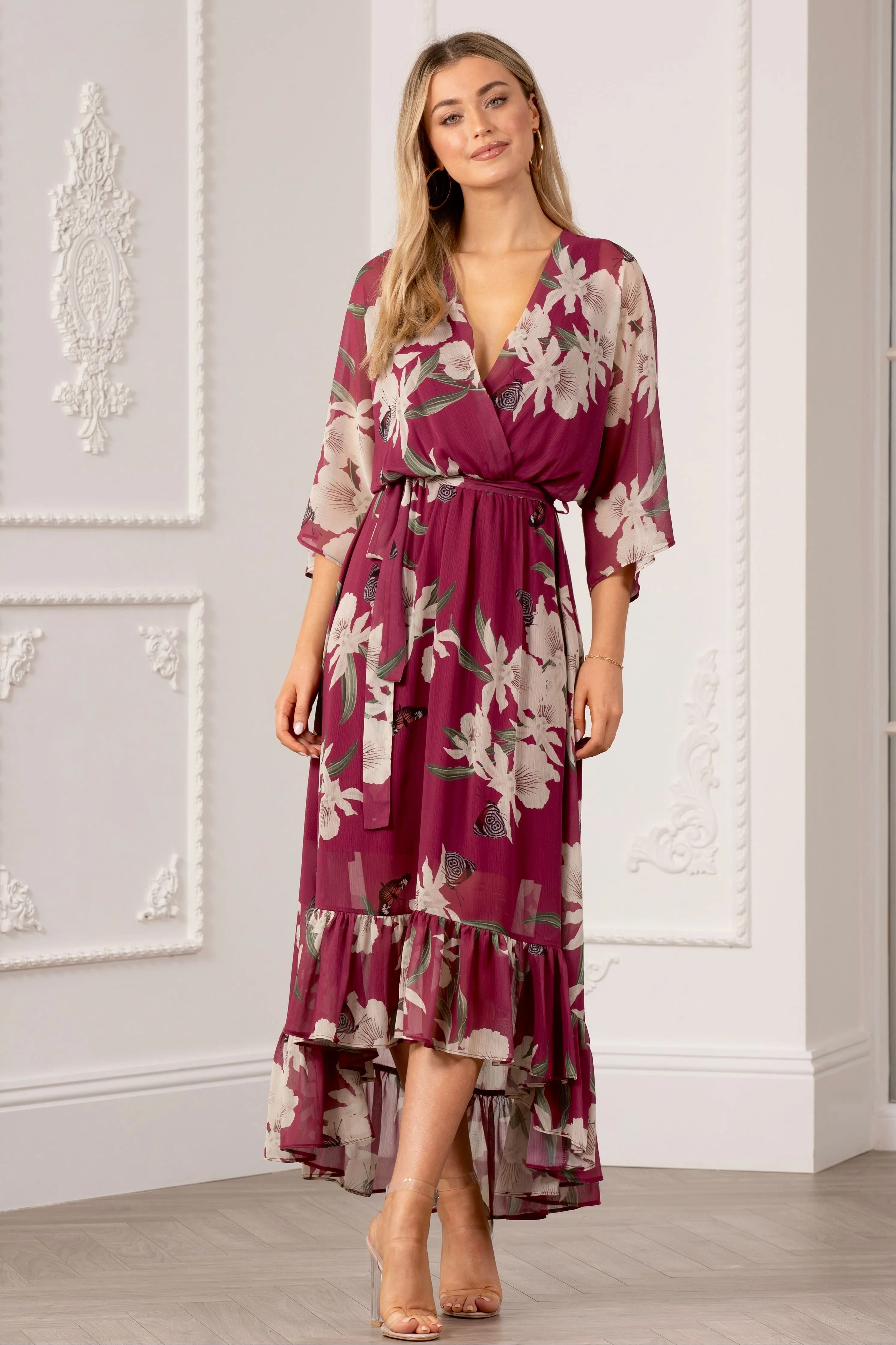 Urban Touch Kimono Wrap Floral Dress