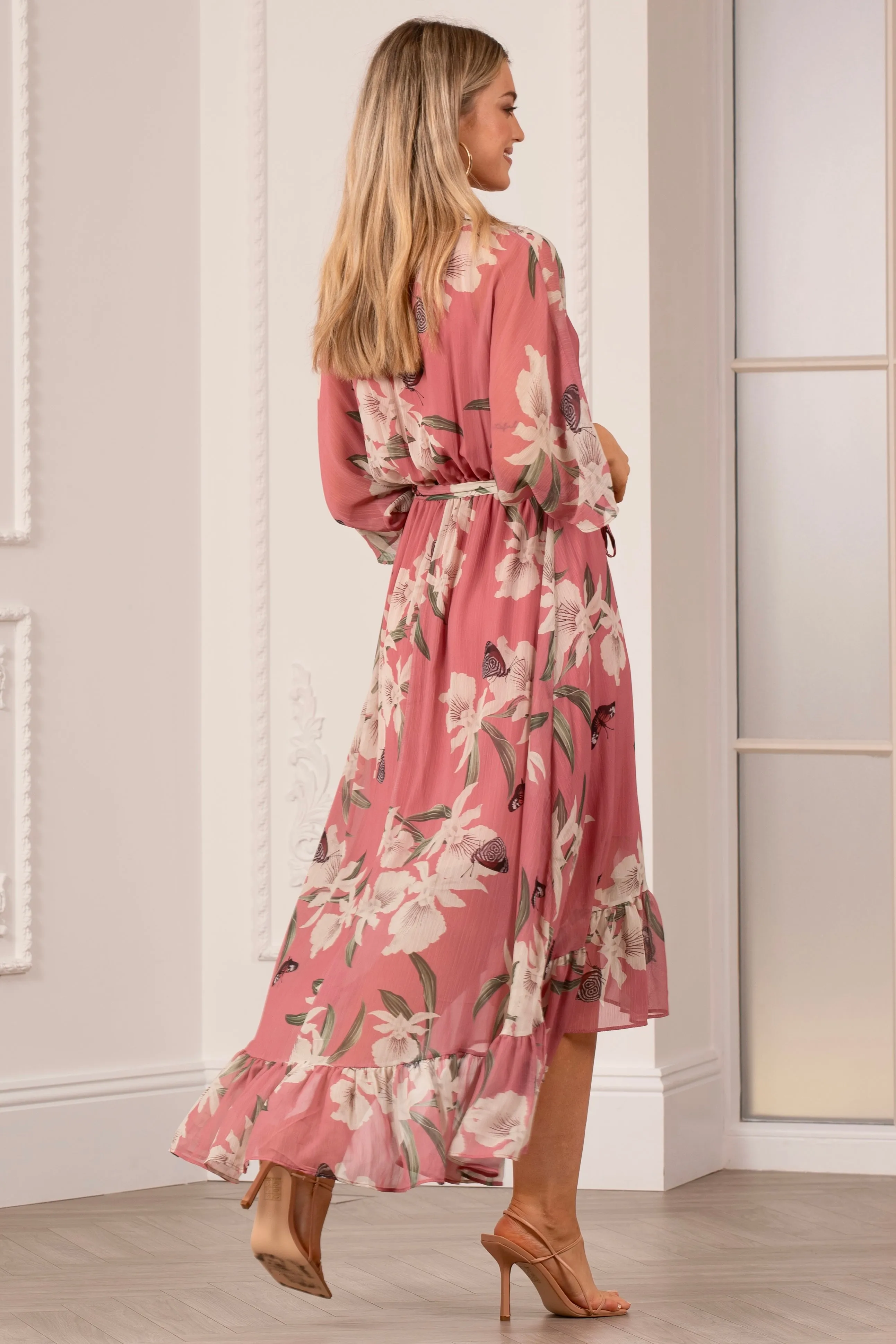 Urban Touch Kimono Wrap Floral Dress