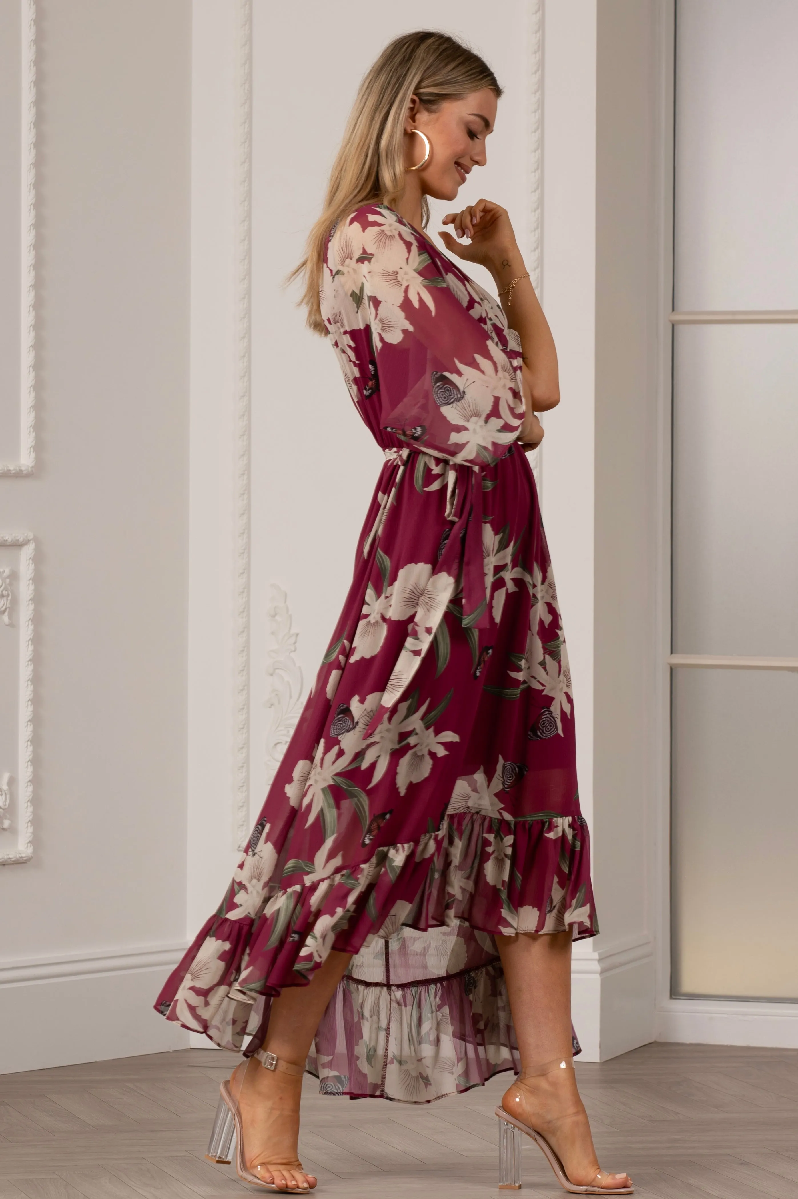 Urban Touch Kimono Wrap Floral Dress