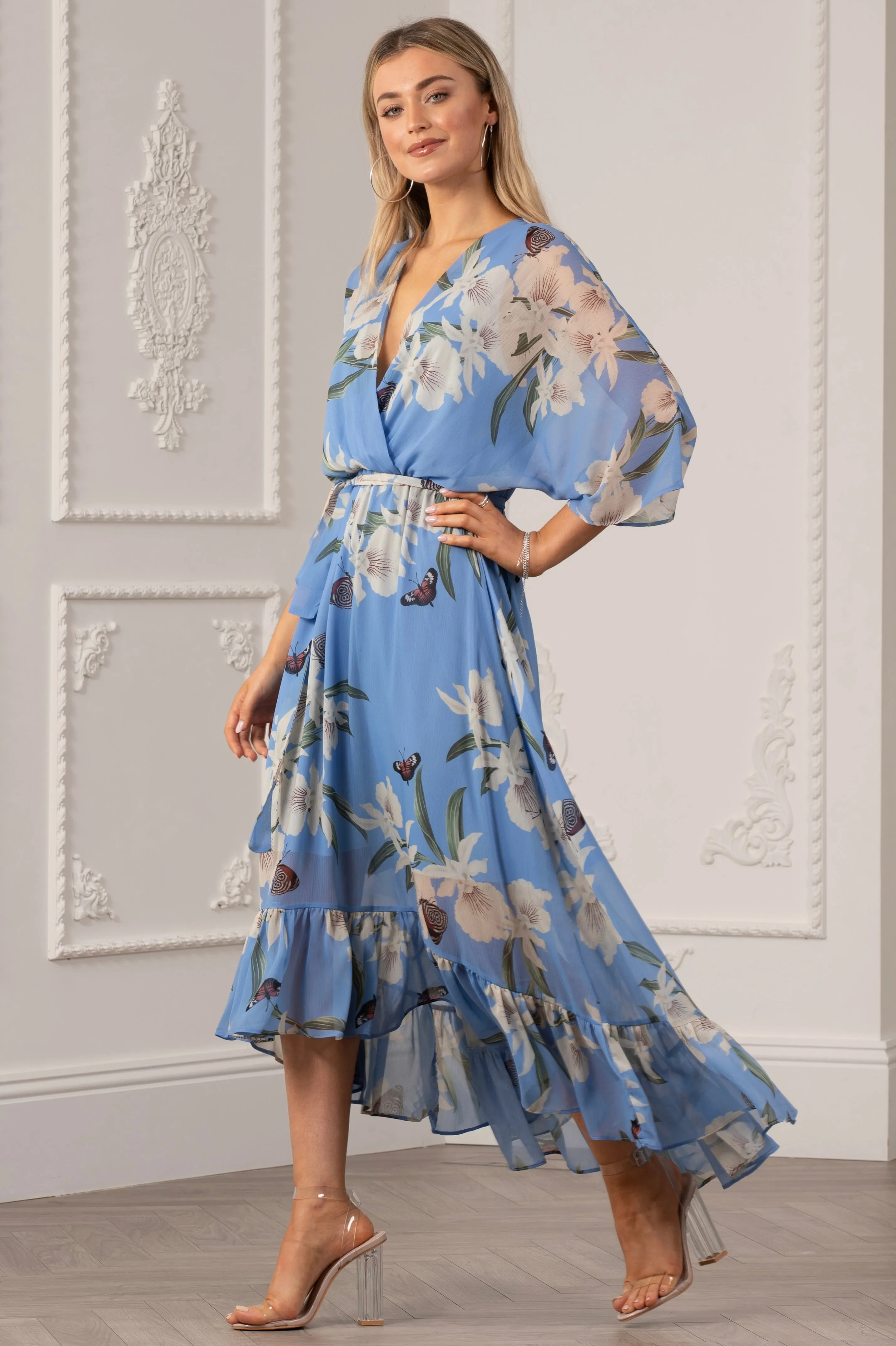 Urban Touch Kimono Wrap Floral Dress