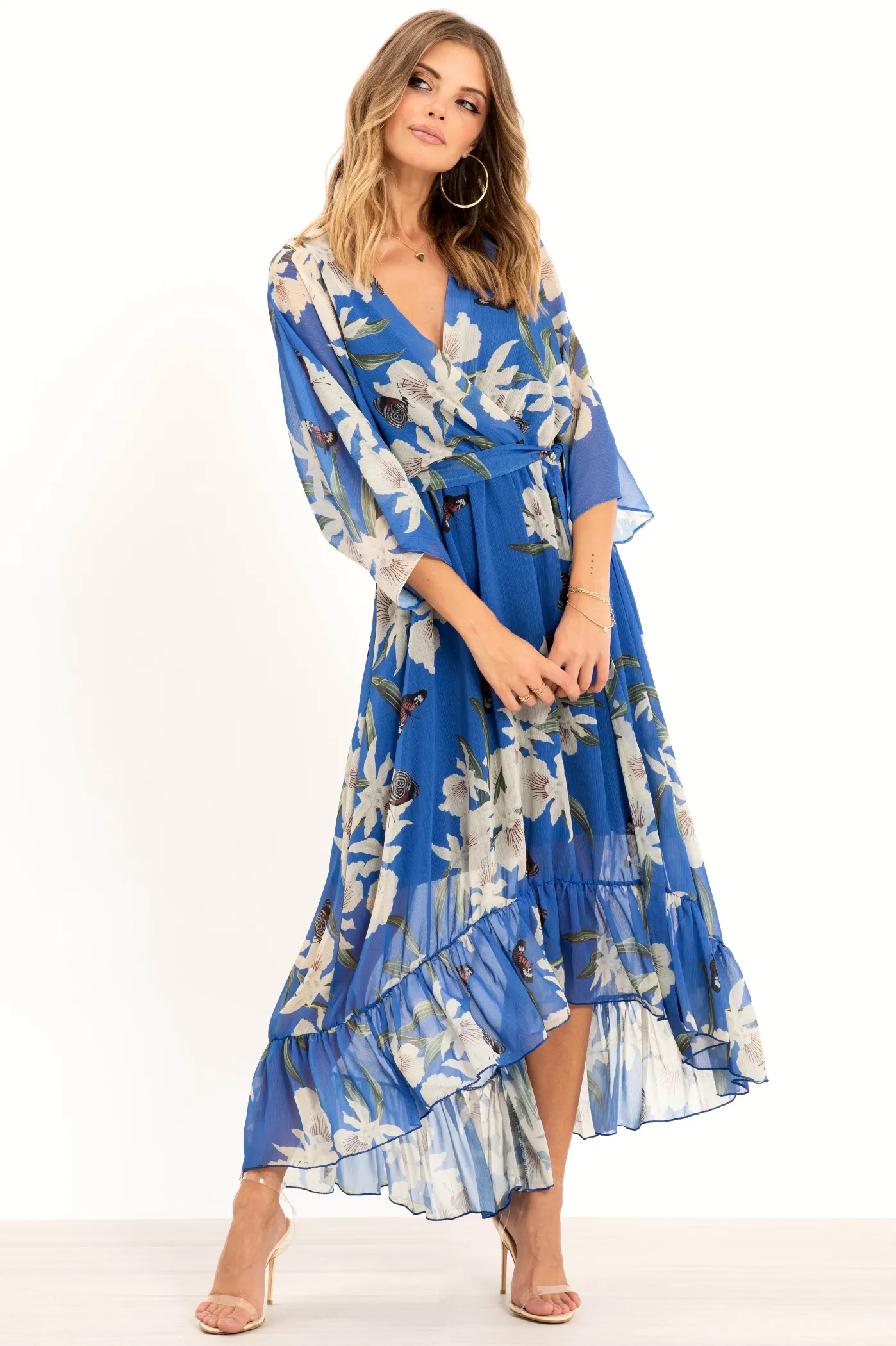 Urban Touch Kimono Wrap Floral Dress