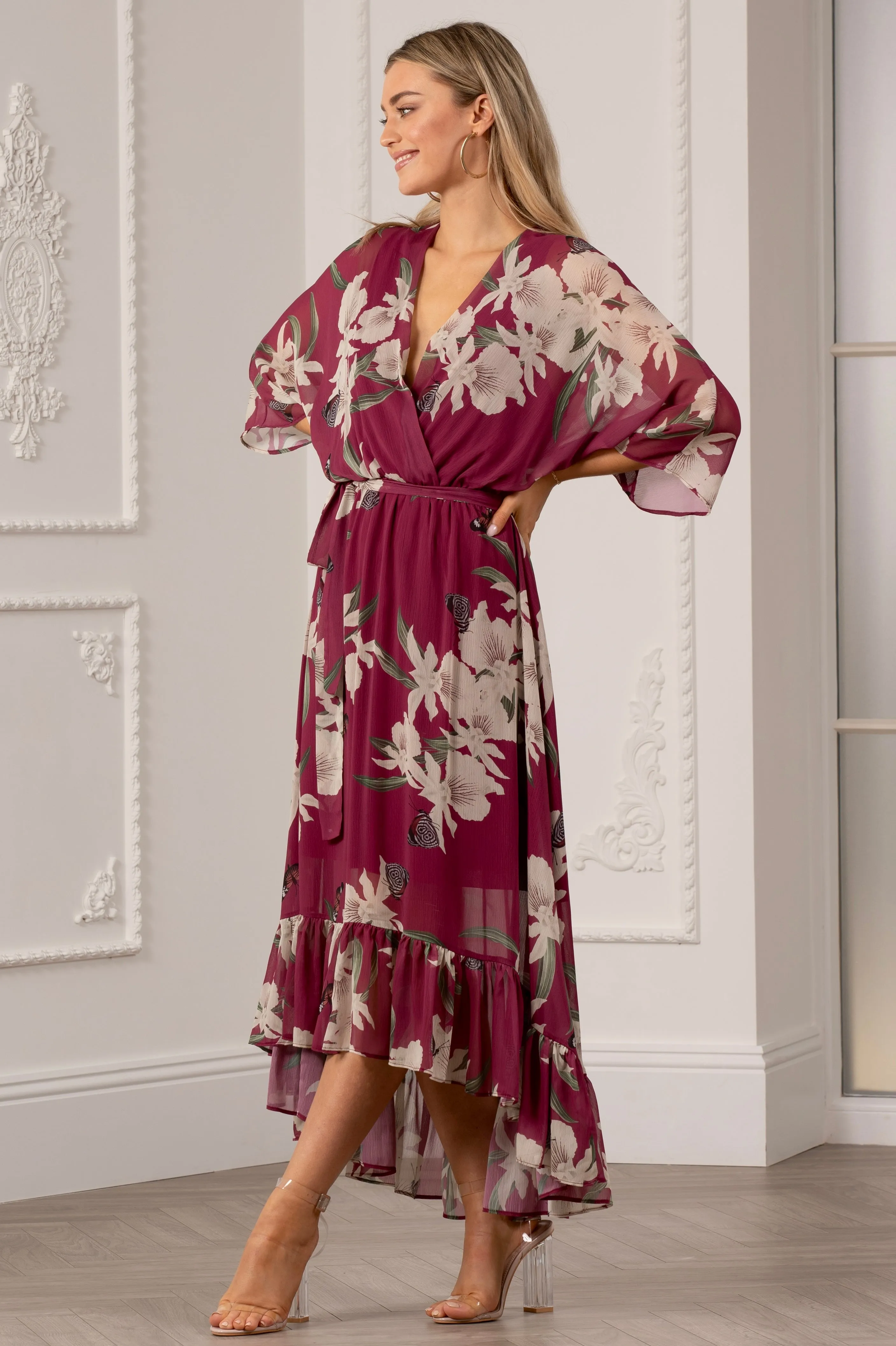 Urban Touch Kimono Wrap Floral Dress