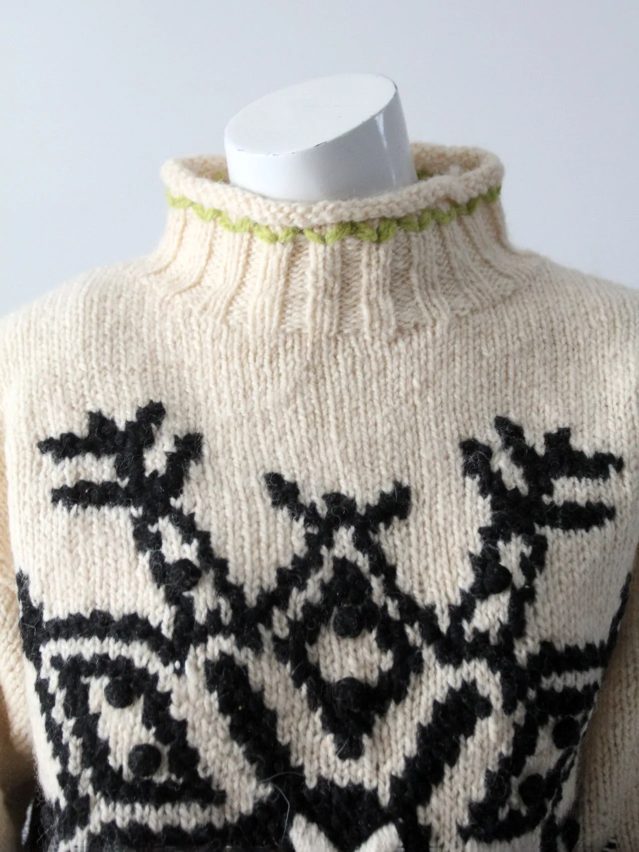 vintage hand knit snowflake sweater