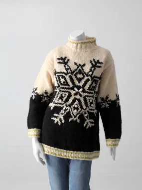 vintage hand knit snowflake sweater