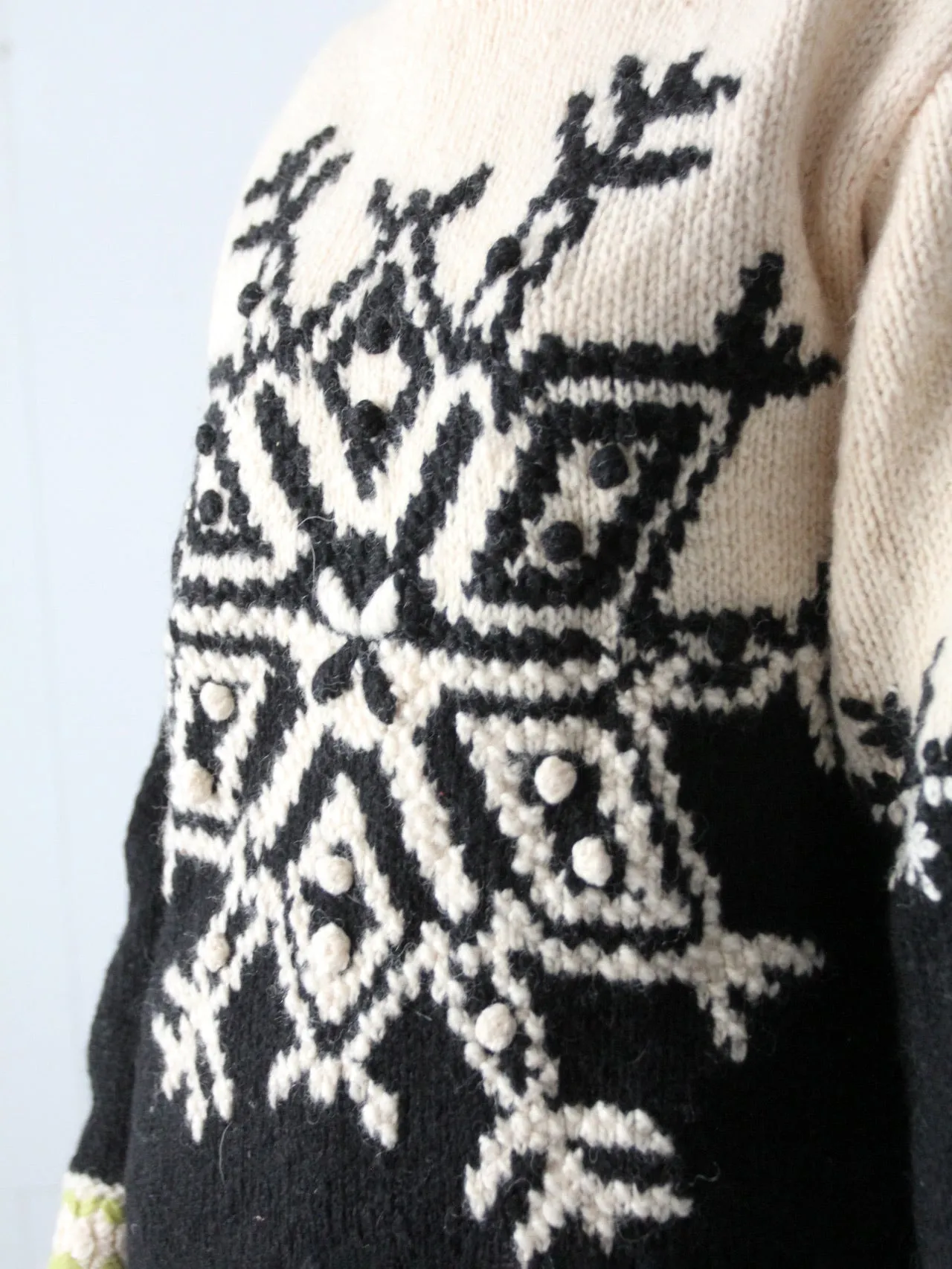 vintage hand knit snowflake sweater